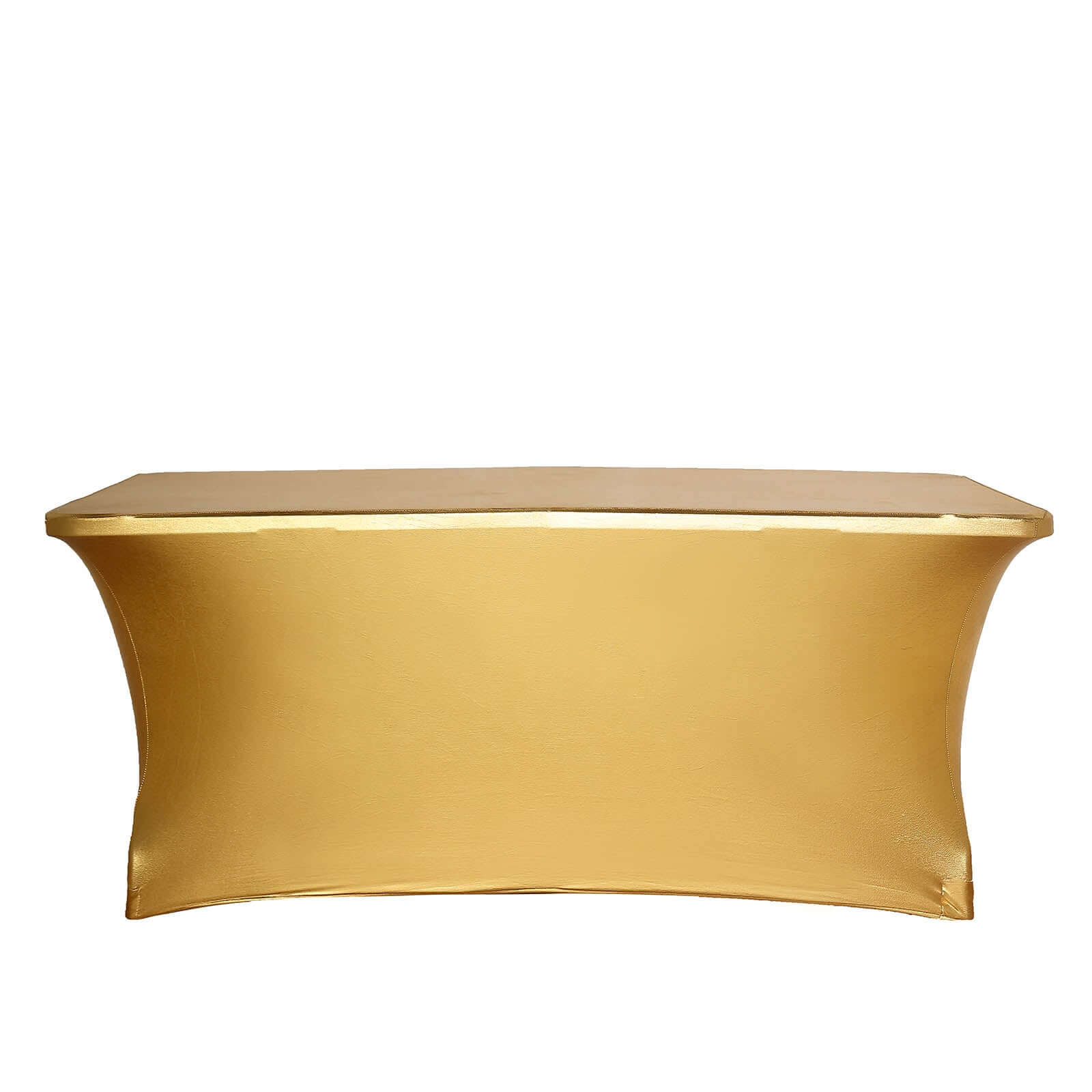 Stretch Spandex 72x30 Rectangle Tablecloth Metallic Gold - Glamorous Form-Fitting Table Cover for Upscale Gatherings