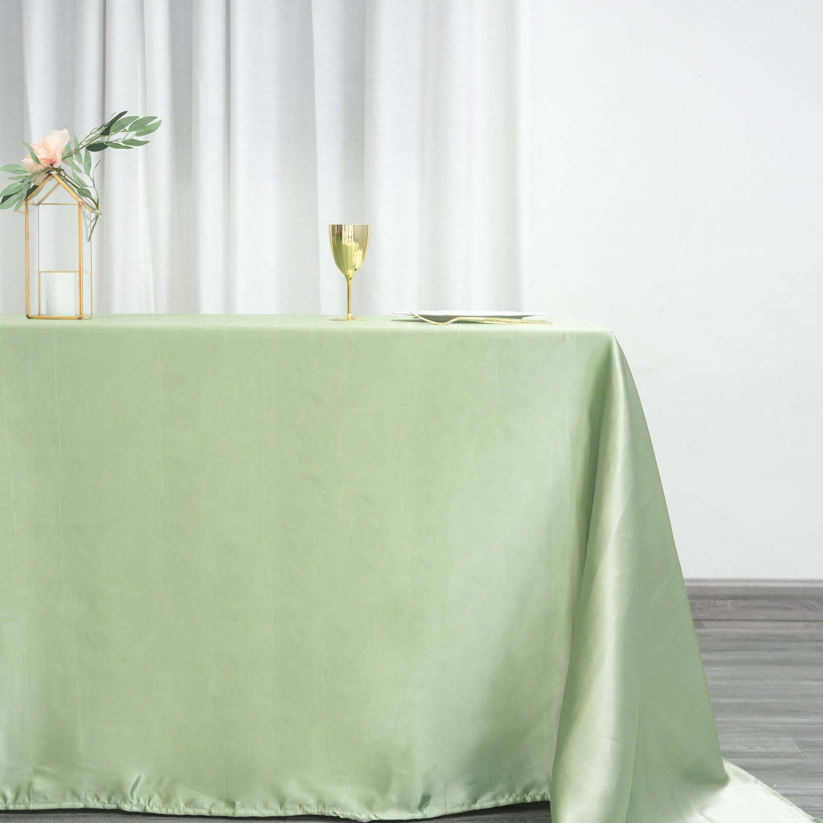 Satin Rectangular 90x132 Tablecloth Sage Green Satin - Seamless Table Cover