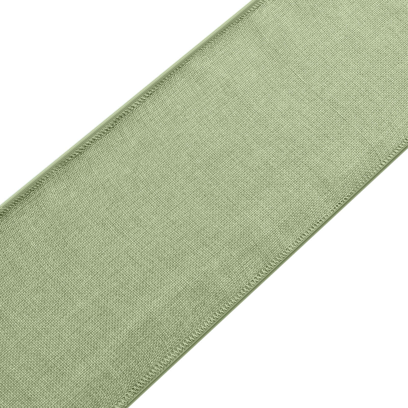 5 Pack Jute Faux Burlap 6x108 Chair Sashes Sage Green - Boho Chic Linen Decor