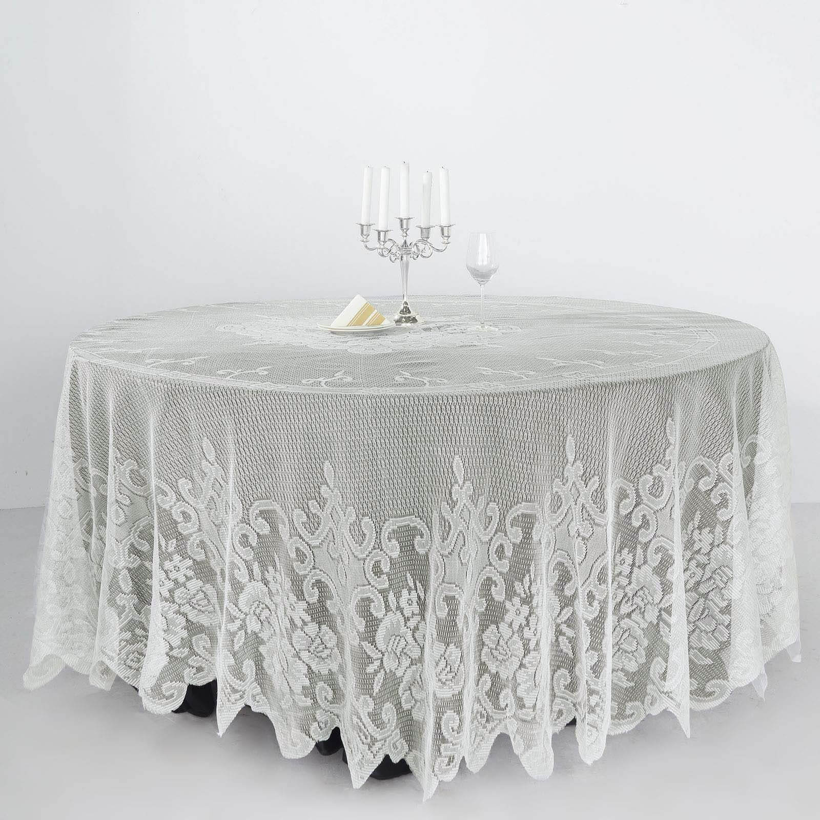 Lace 108 Round Tablecloth Ivory - Premium Design for Formal Table Settings