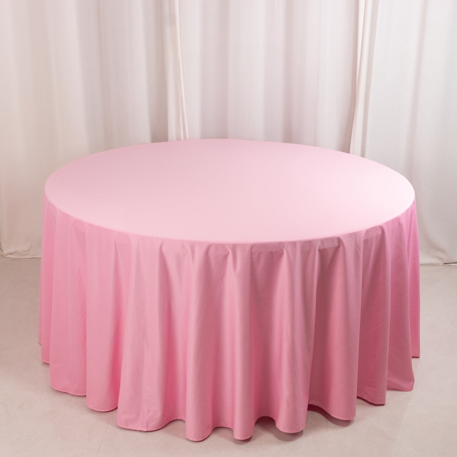 Premium Scuba Round 120 Tablecloth Pink - Wrinkle Free & Stain Resistant Seamless Table Cover