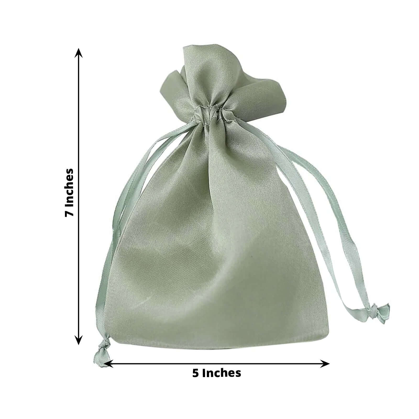 12 Pack 5x7 Sage Green Satin Drawstring Wedding Party Favor Gift Bags, Drawstring Pouch Gift Bags