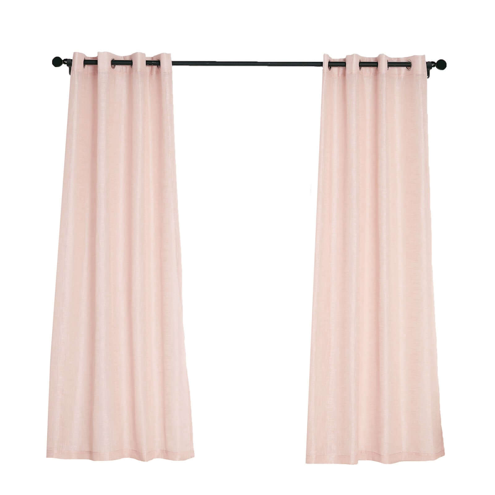 2 Pack Handmade Blush Faux Linen Curtains 52x84, Curtain Panels With Chrome Grommets -