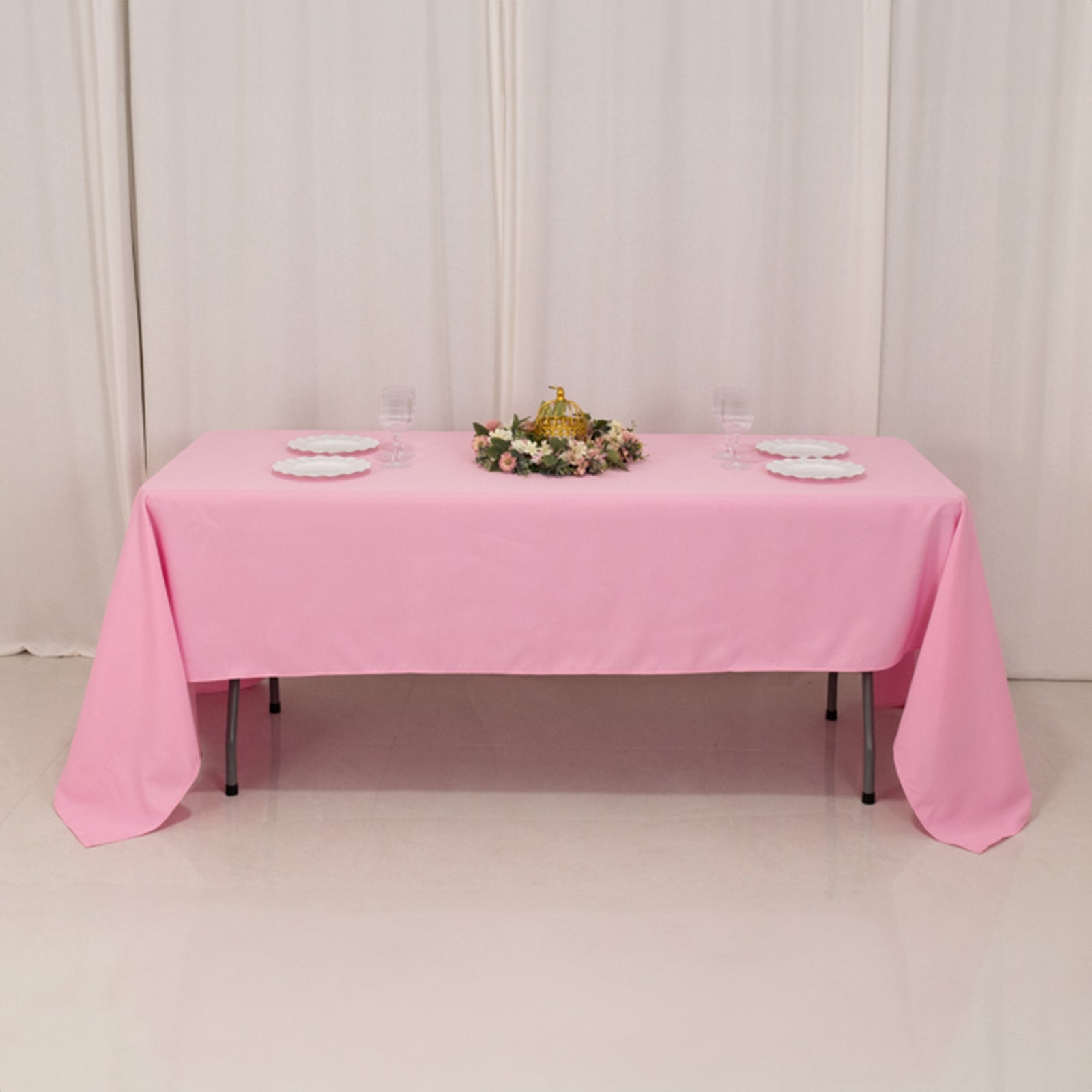 Premium Polyester 60x126 Rectangle Tablecloth Pink - Stain-Resistant 220GSM Finish Table Cover