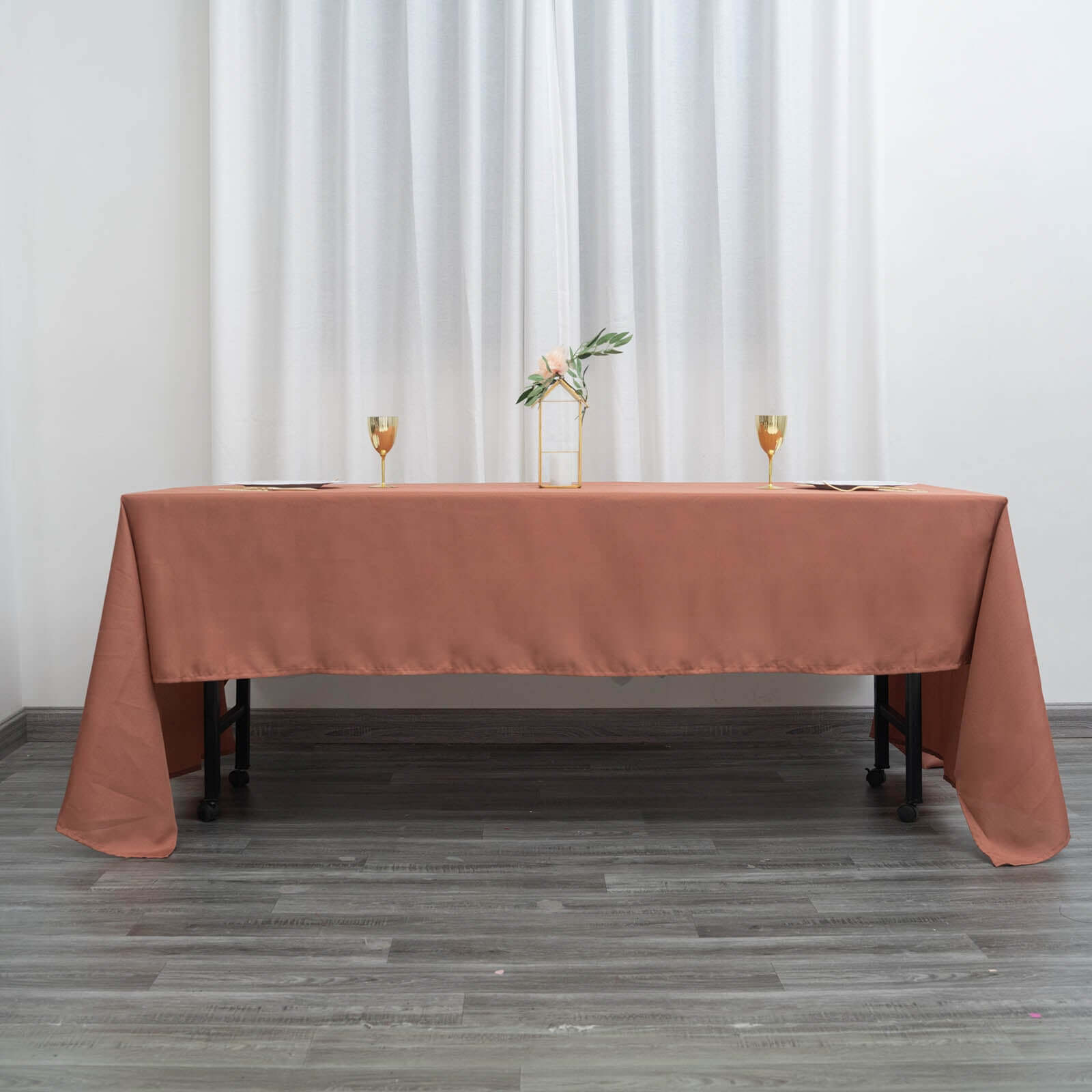 Polyester 60x126 Rectangle Tablecloth Terracotta (Rust) - Wrinkle-Resistant Table Cover