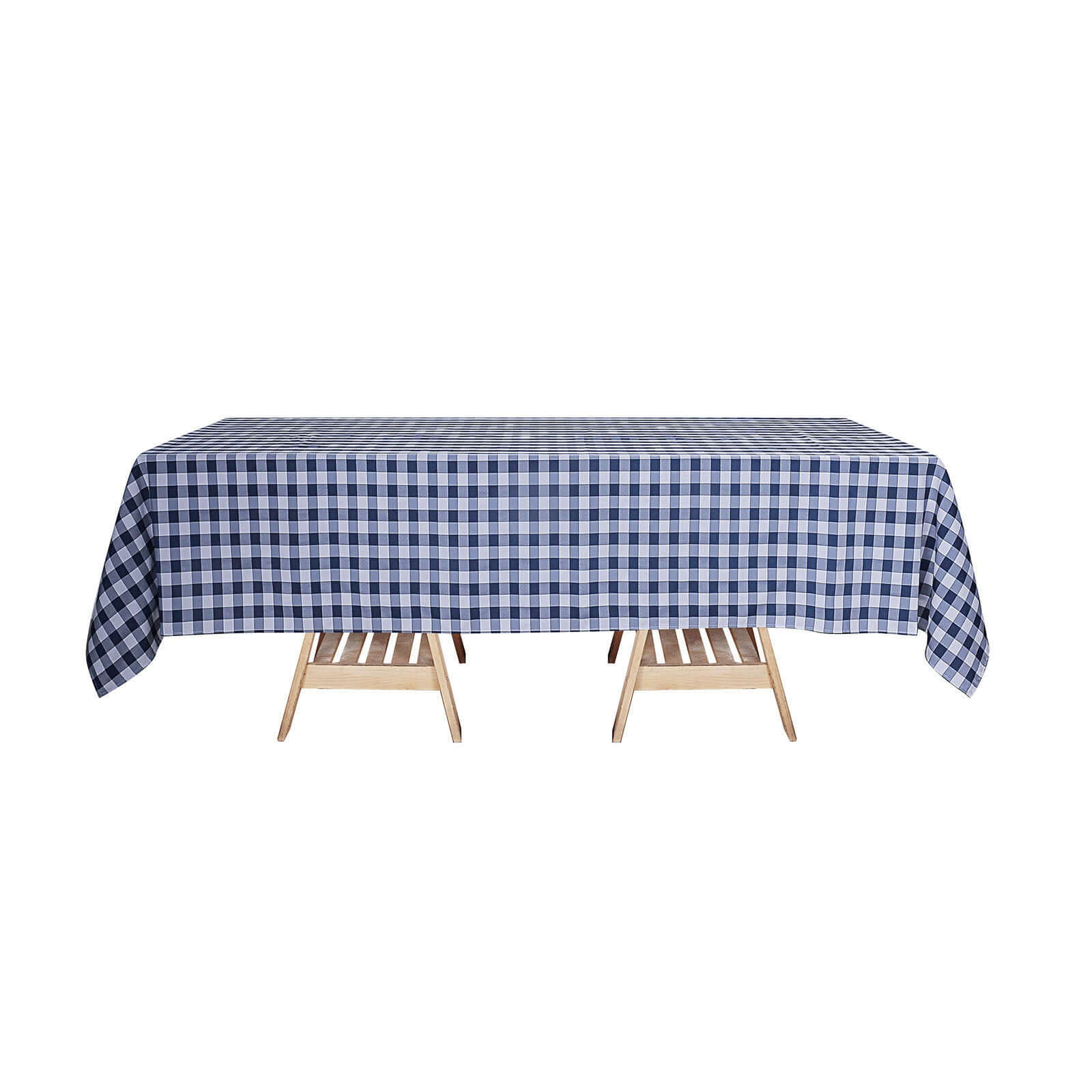 Polyester 60x126 Rectangle Tablecloth White/Navy Blue - Buffalo Plaid Checkered Table Cover