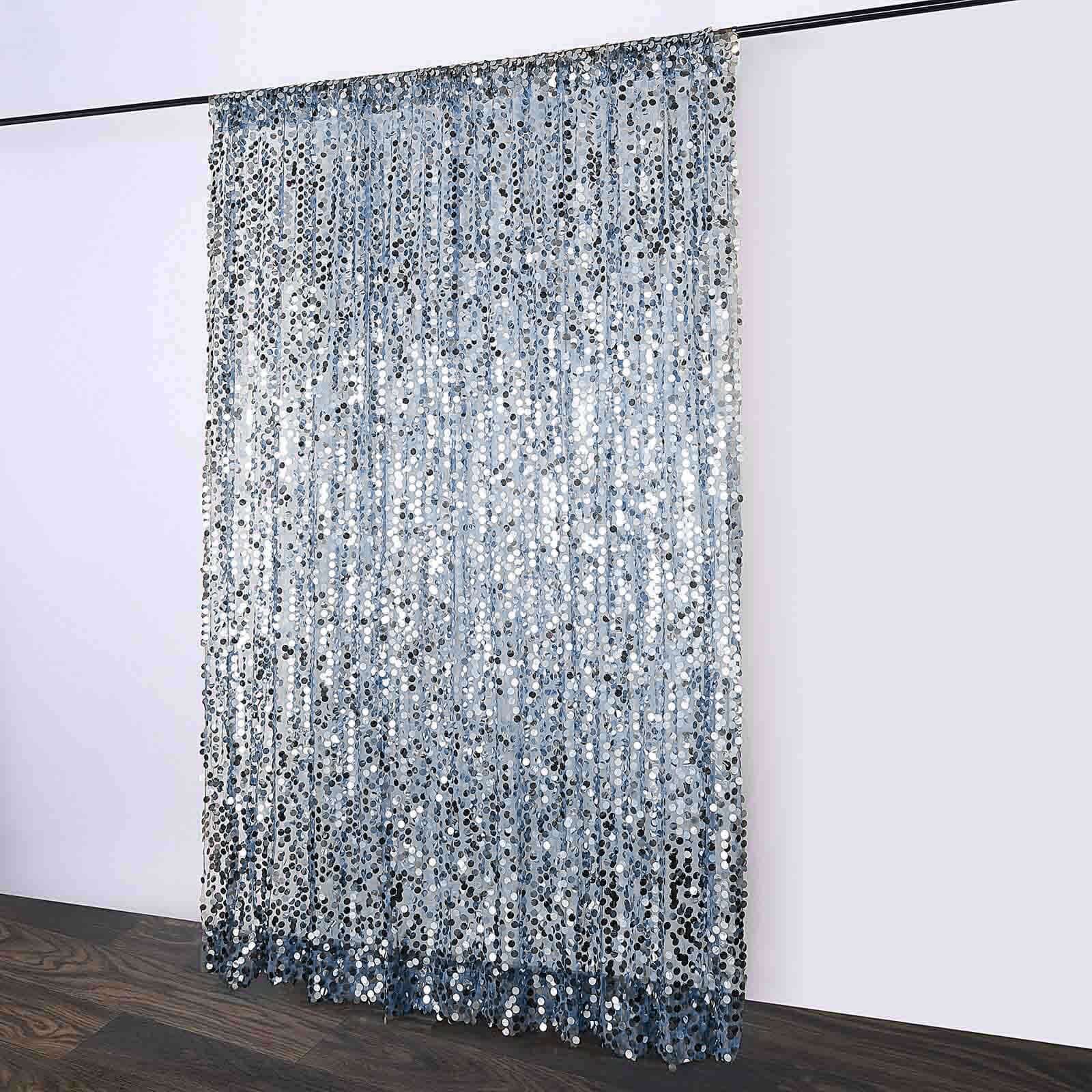 8ftx8ft Dusty Blue Big Payette Sequin Event Curtain Drapes, Backdrop Event Panel