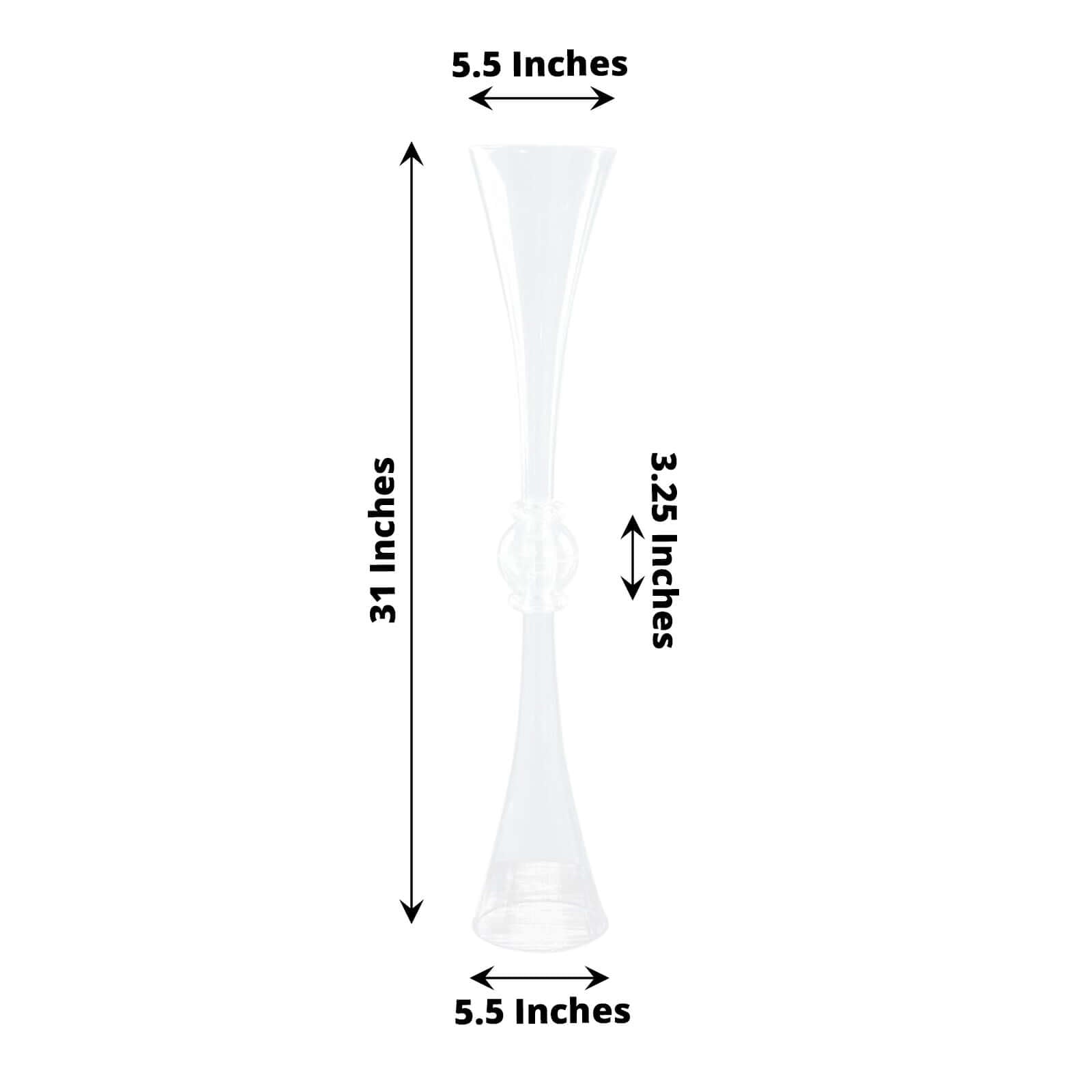 2 Pack 31 Clear Crystal Embellishment Trumpet Flower Vase, Reversible Plastic Table Centerpiece