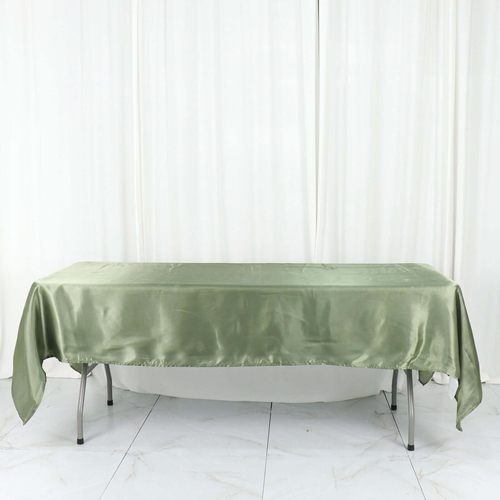 Satin Rectangular 60x102 Tablecloth Dusty Sage Green - Smooth and Lustrous Table Cover