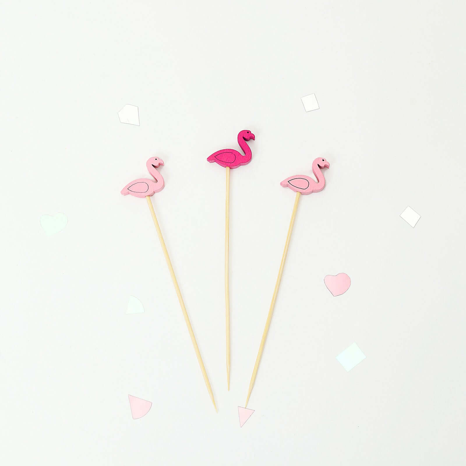 100-Pack Bamboo Cocktail Sticks Flamingo Decorative Top Design Fuchsia/Hot Pink - Eco Friendly Party Picks 5