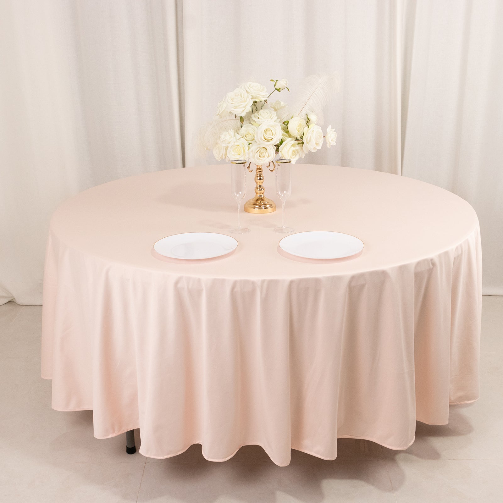 Premium Scuba Round 108 Tablecloth Blush - Wrinkle Free & Stain Resistant Table Cover