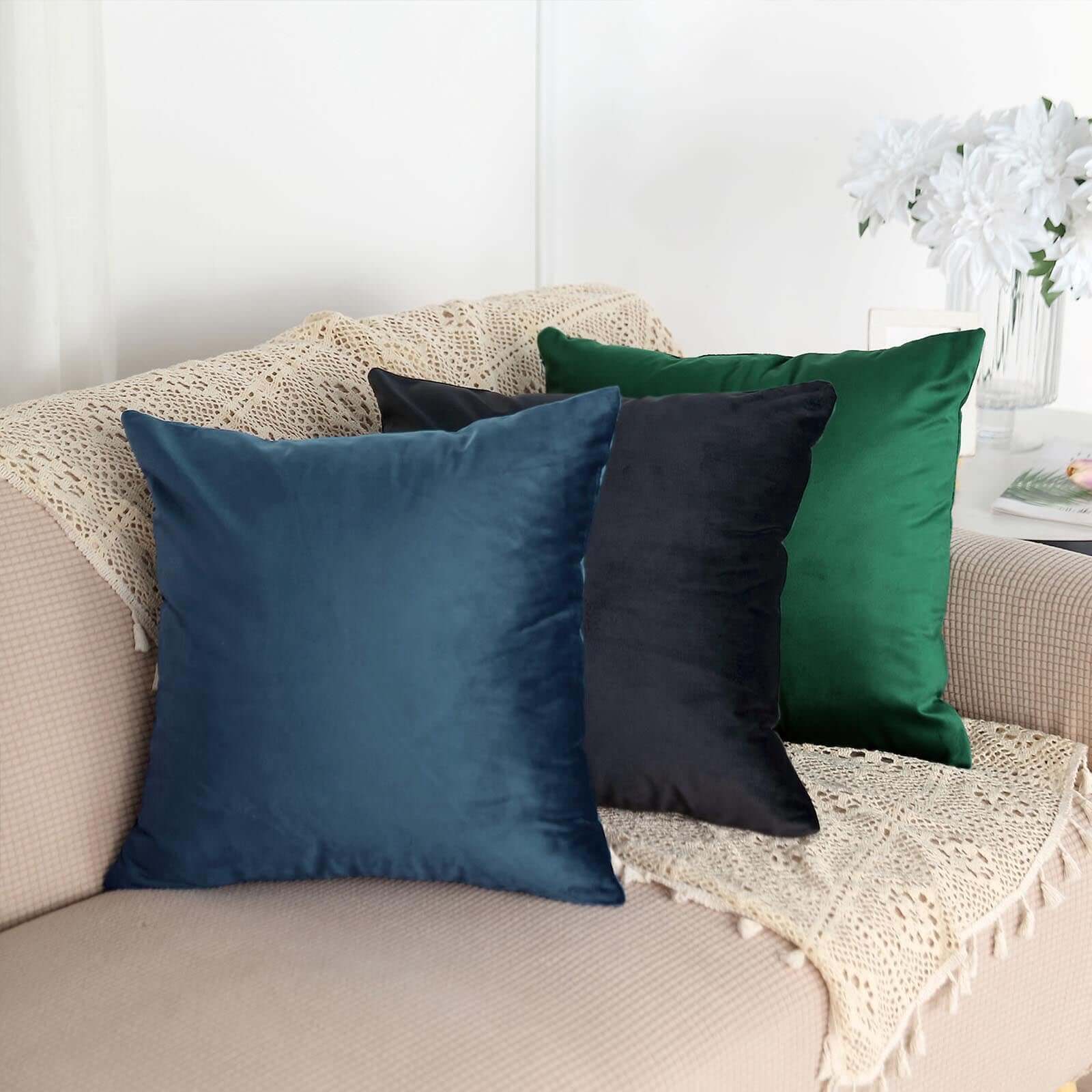 2 Pack 18 Navy Blue Soft Velvet Square Throw Pillow Cover