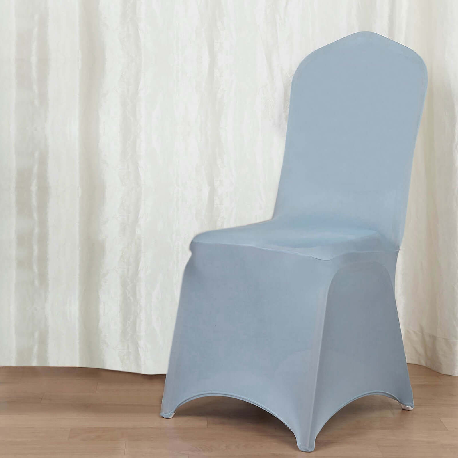 Spandex Chair Cover for Banquet Chairs Dusty Blue - Stretch 160GSM Fabric with Slip-On Slipcover