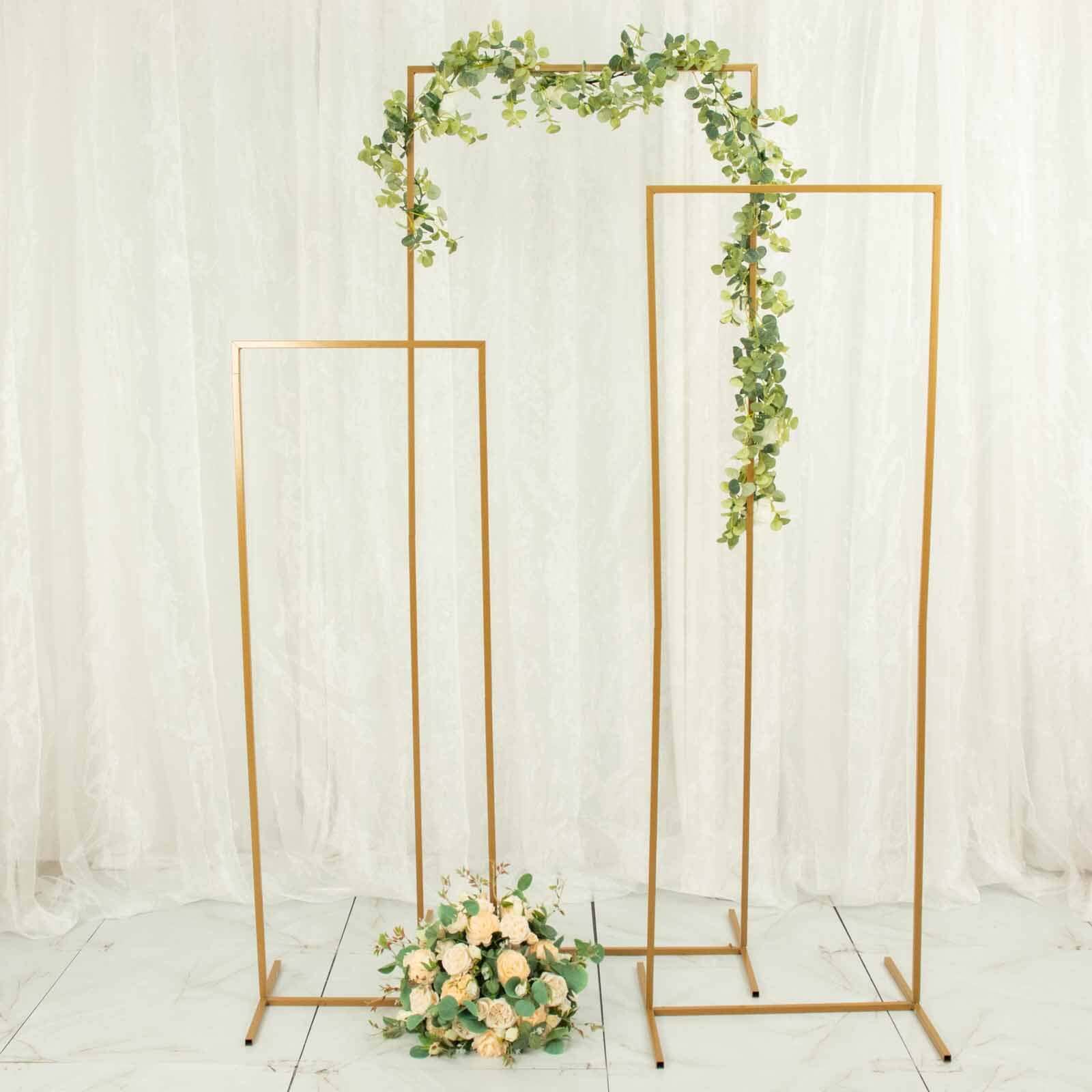 Set of 4 Gold Metal Frame Wedding Arch, Rectangular Backdrop Stand, Floral Display Frame - 3.5ft, 4.5ft, 5.5ft, 6.5ft