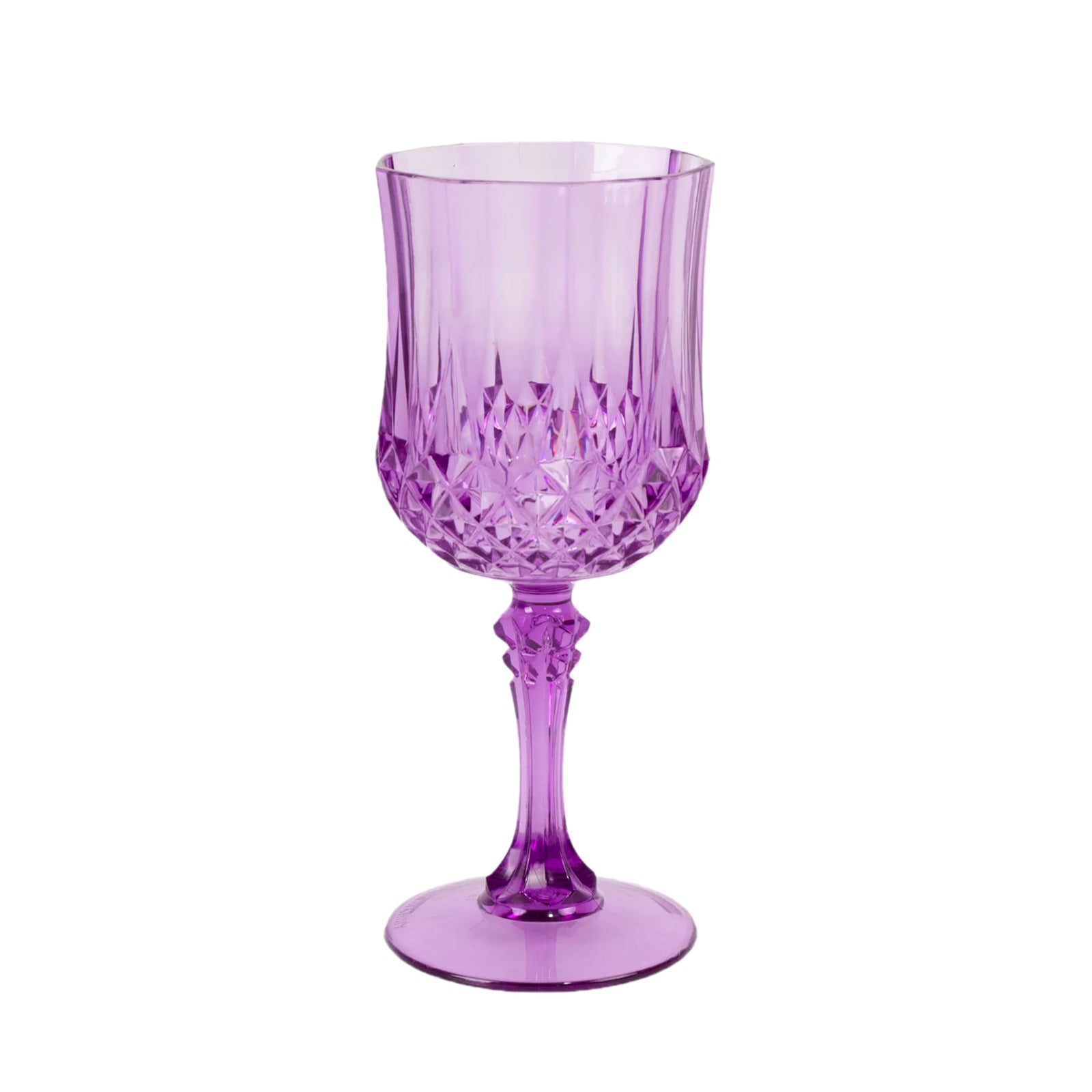 6-Pack Plastic Cocktail Goblets Purple Transparent Crystal Cut - Shatterproof Drinkware 8oz