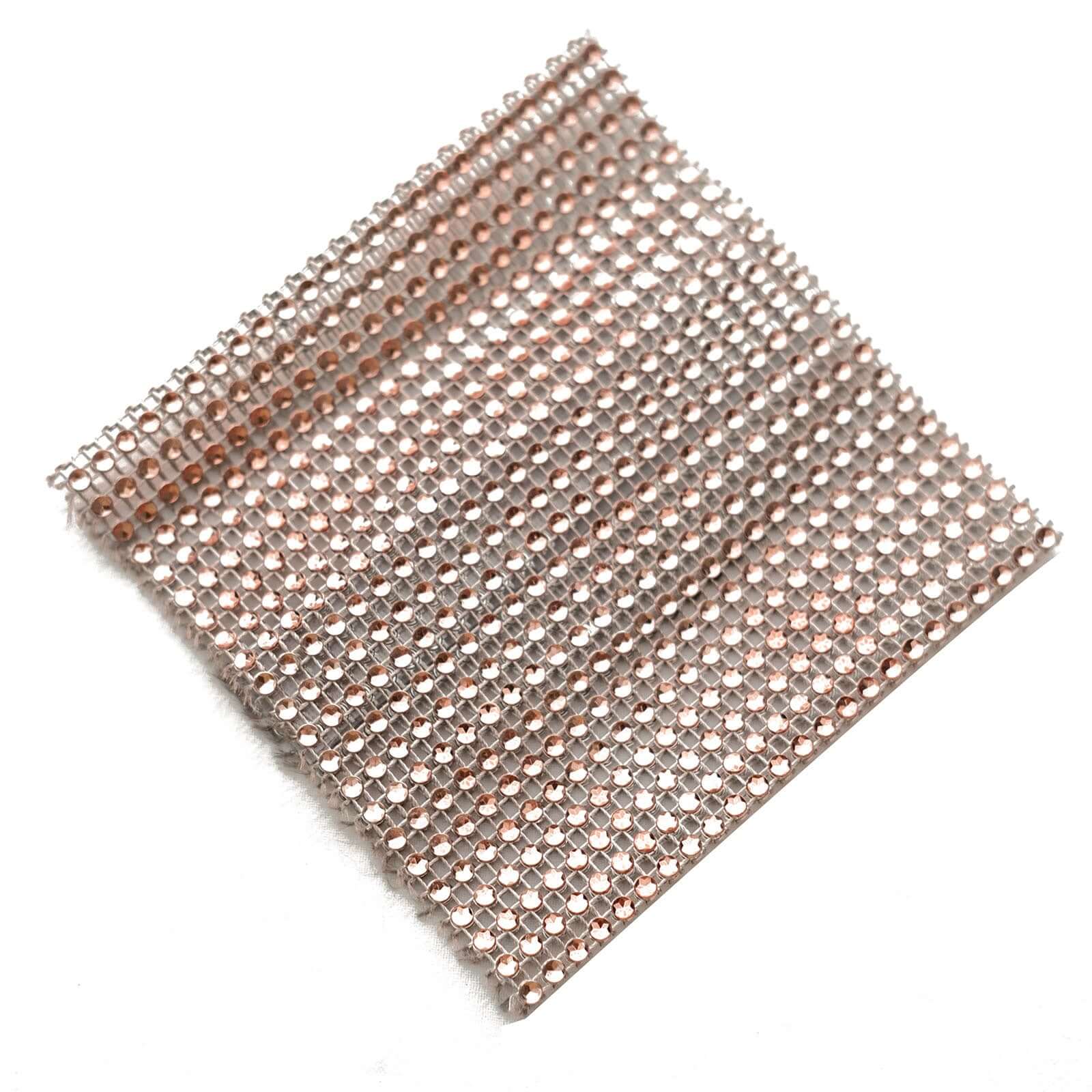 4 Pack Rose Gold Rhinestone Mesh Velcro Backdrop Curtain Bands, Large Chair Sash Clip Tie Backs - 5X10