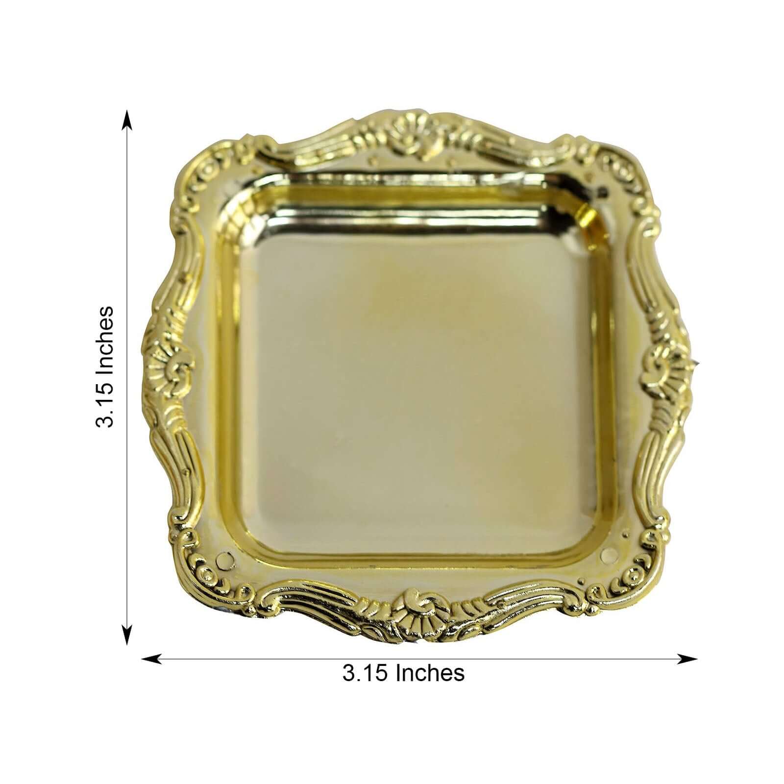 12 Pack 3 Gold Baroque Mini Square Sweet Treats Serving Platter, Party Favor Candy Display Tray