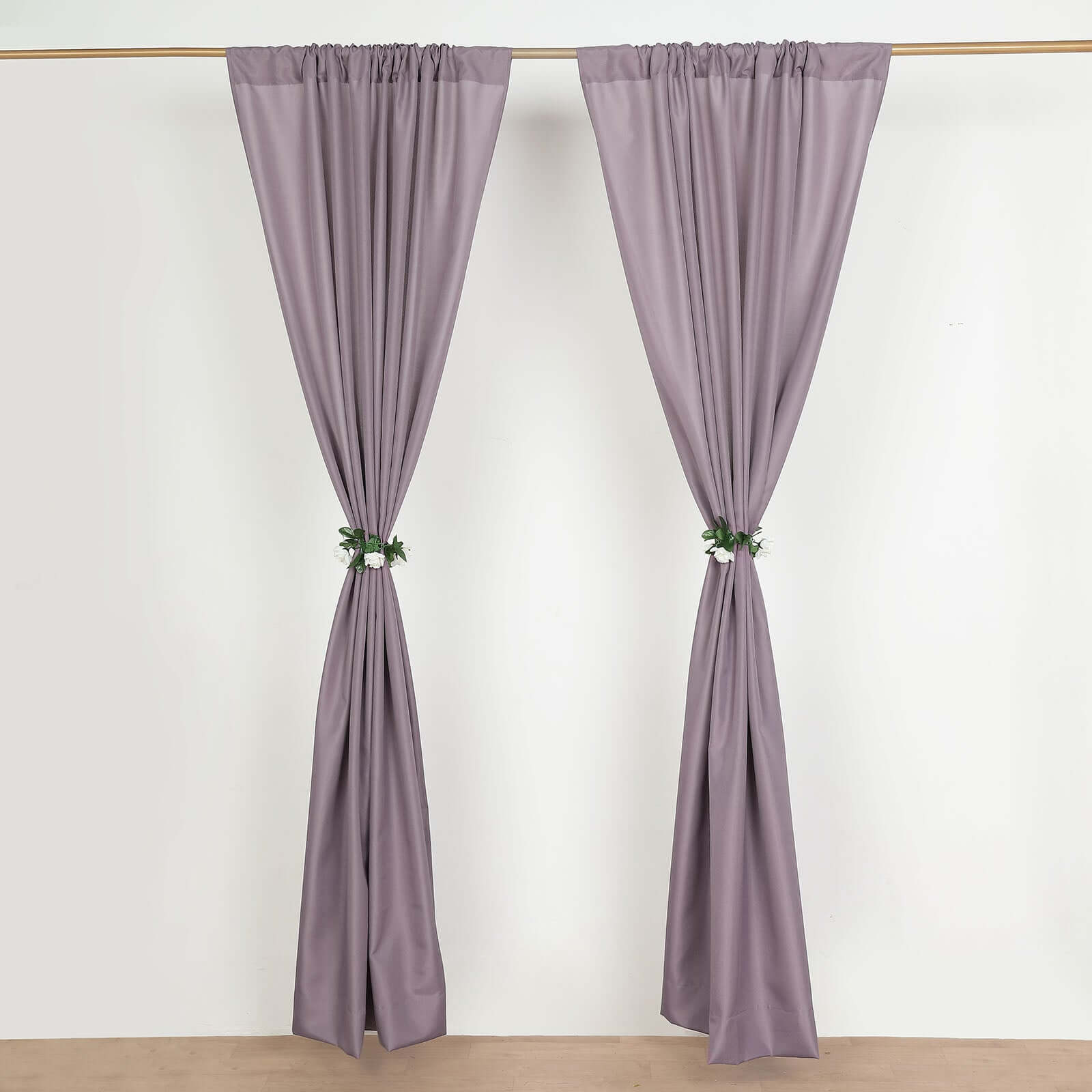 2 Pack Violet Amethyst Polyester Event Curtain Drapes, 10ftx8ft Backdrop Event Panels With Rod Pockets 130 GSM