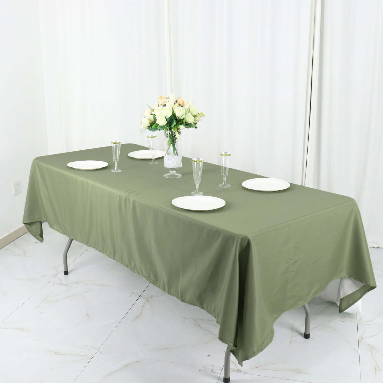 Polyester 60x126 Rectangle Tablecloth Dusty Sage Green - Wrinkle-Resistant Table Cover