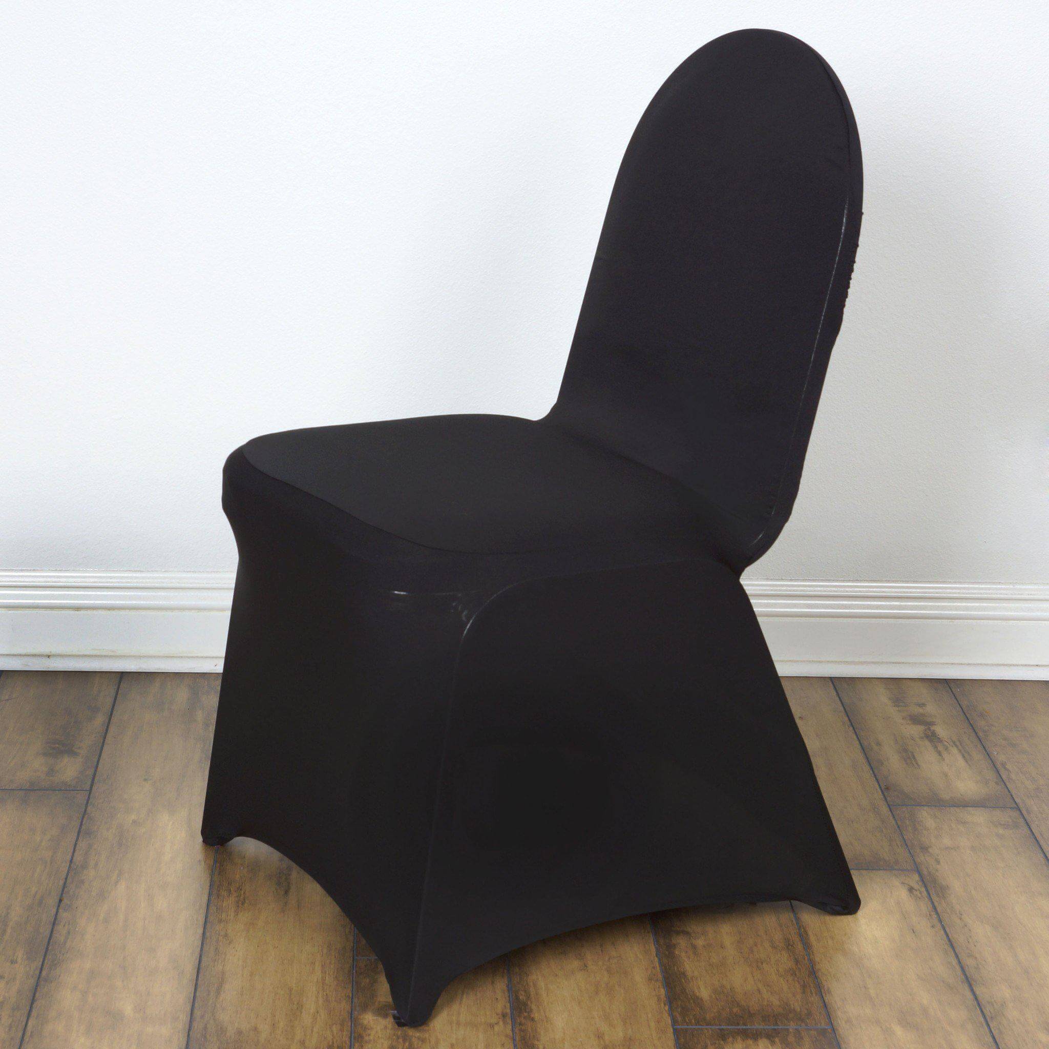 Spandex Chair Cover Madrid Style for Banquet Chairs Black - Stylish Stretch 180GSM Fitted Slipcover