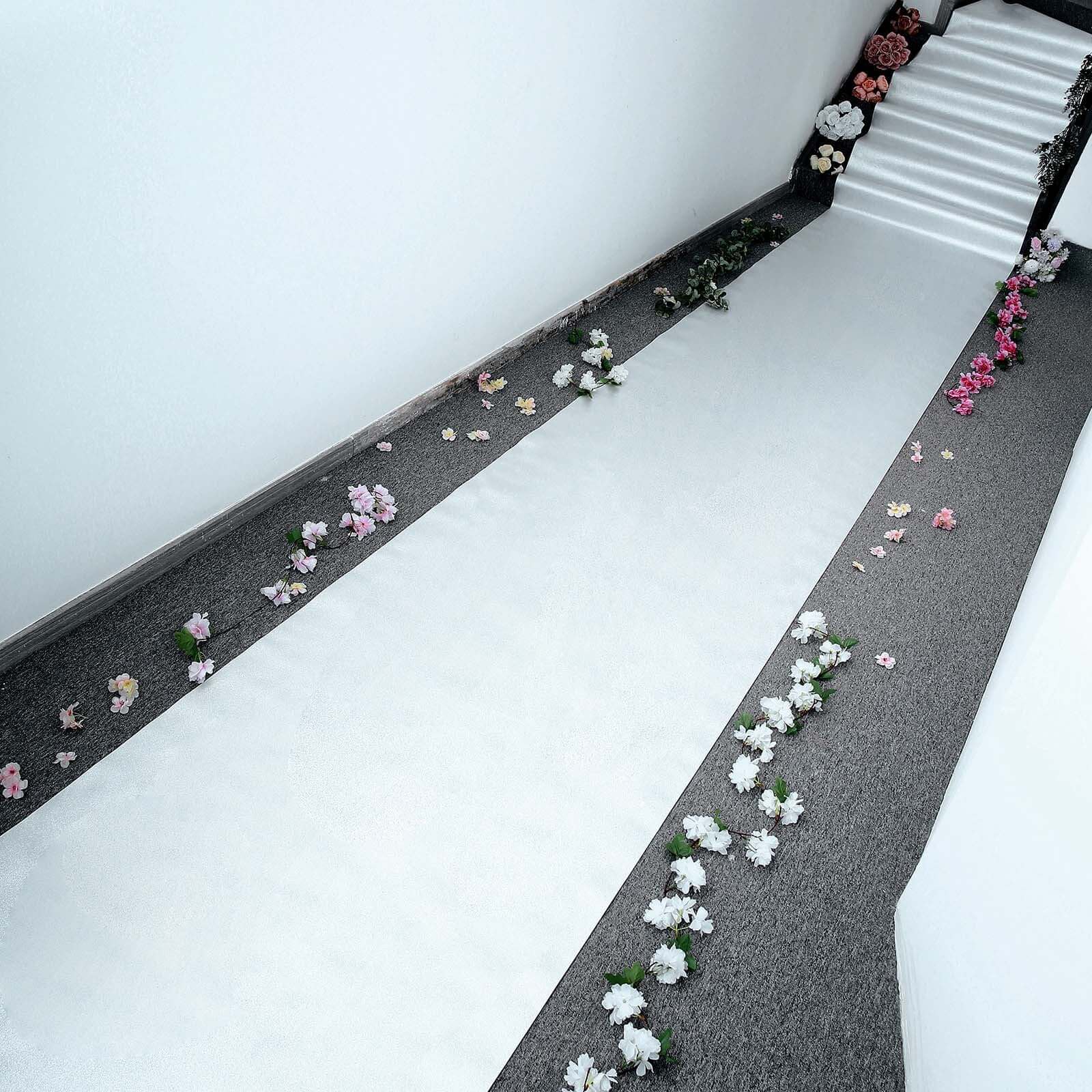 3ftx50ft Silver Sparkle Glitter Wedding Aisle Runner, Non-Woven Red Carpet Runner Prom, Hollywood, Glam Parties