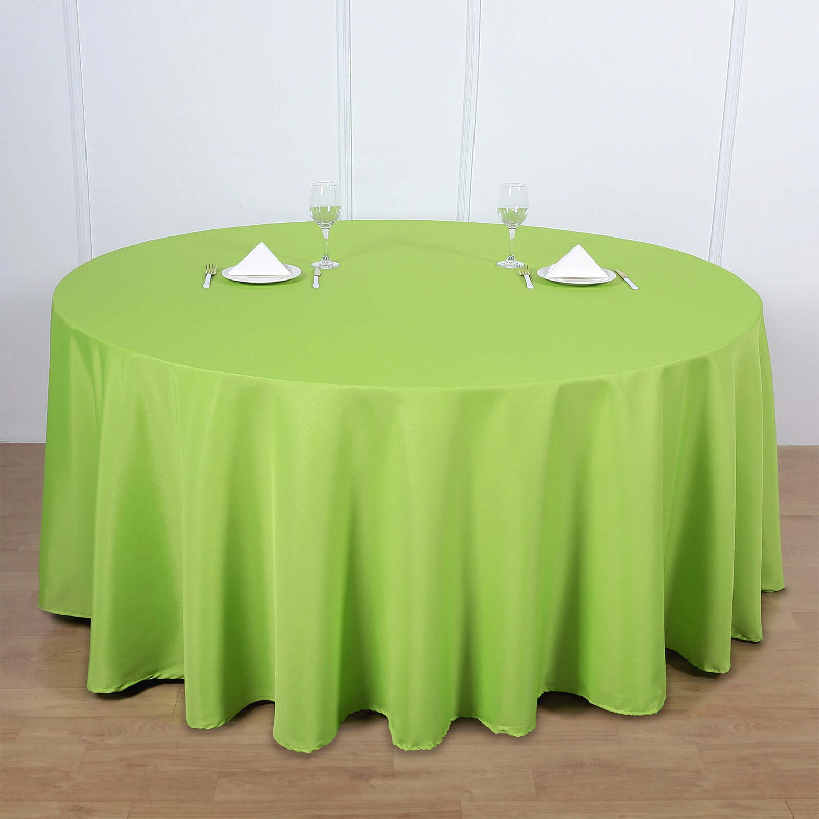 Polyester 120 Round Tablecloth Apple Green - Seamless Wrinkle-Resistant Table Cover