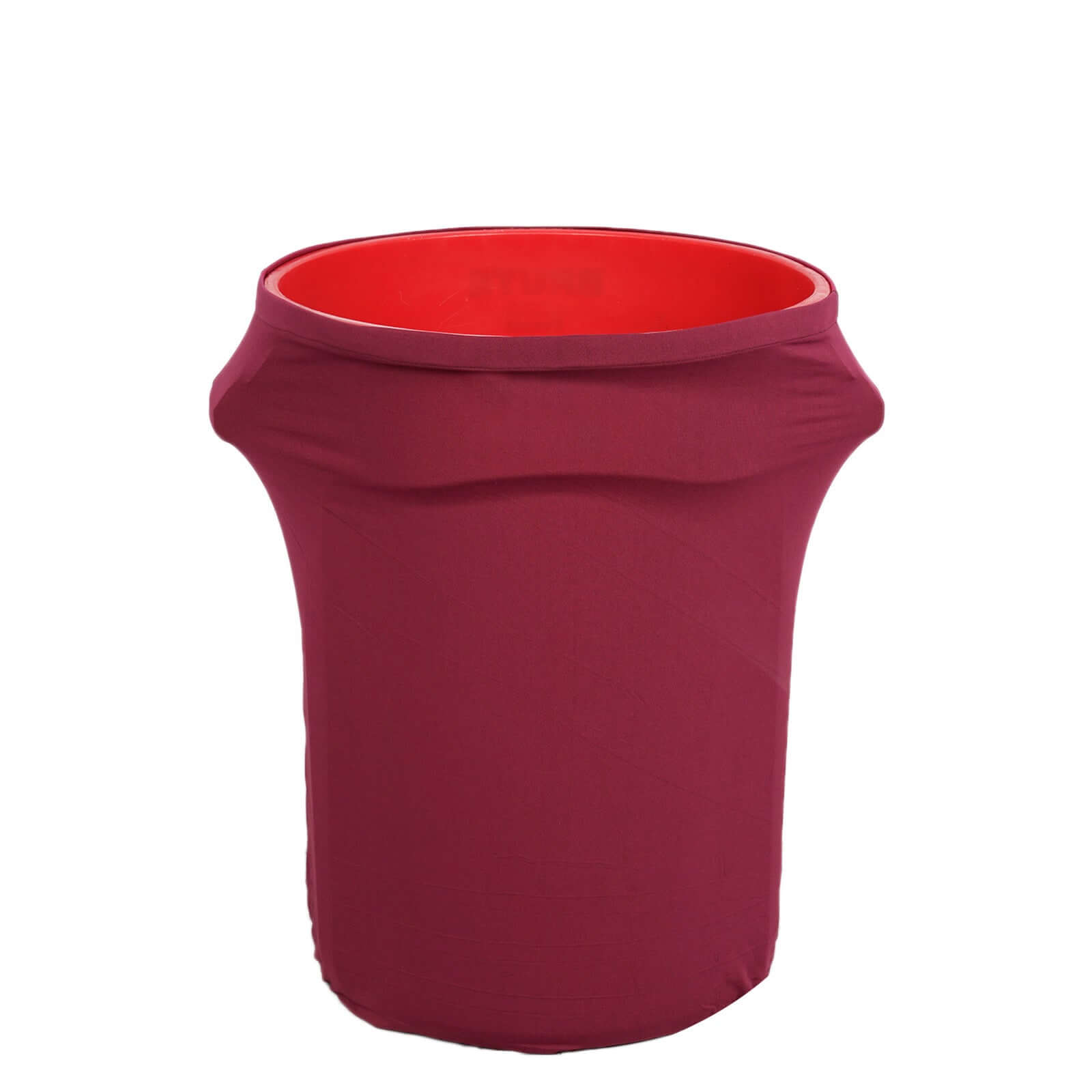 41-50 Gallons Burgundy Stretch Spandex Round Trash Bin Container Cover