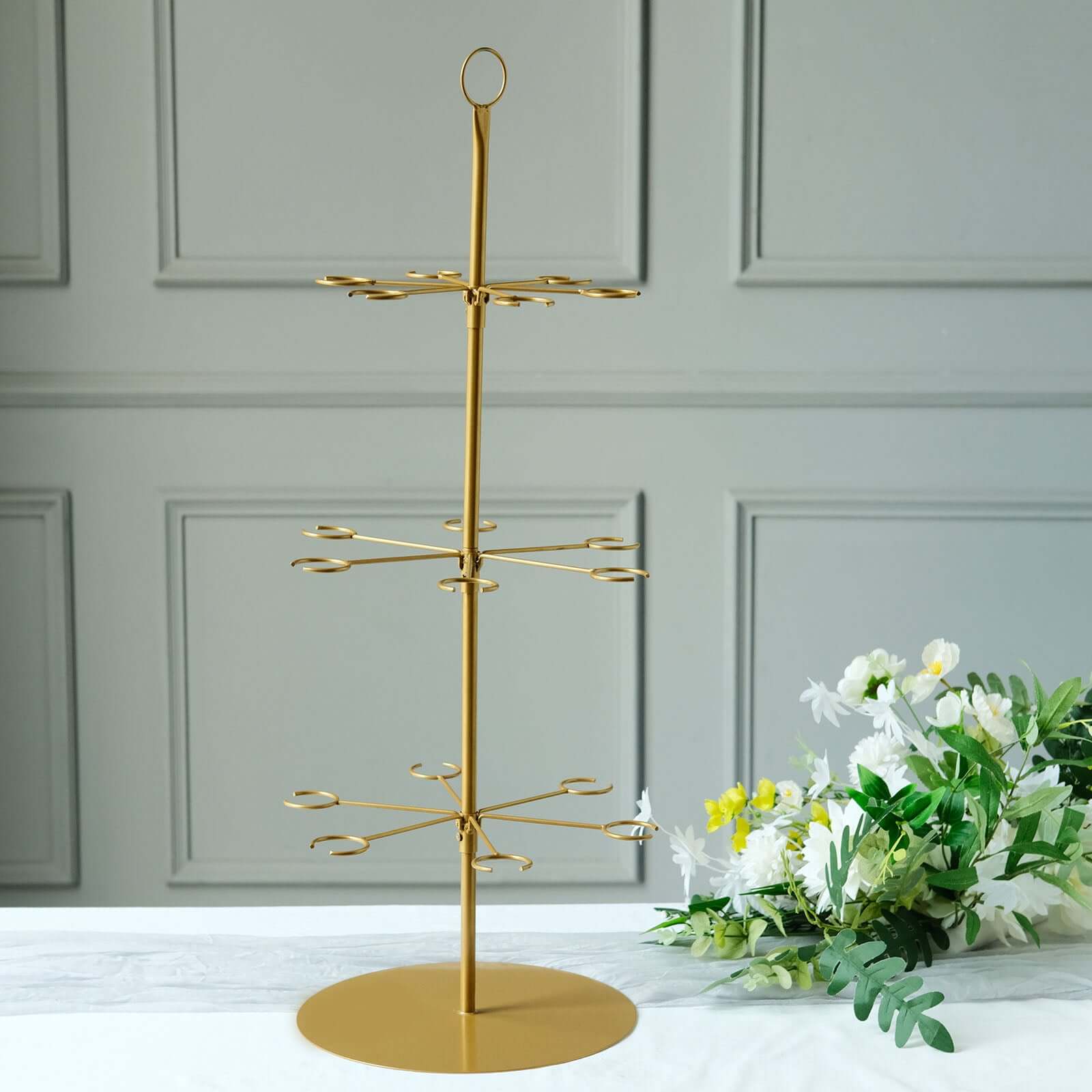 3-Tier Champagne Glass Holder Tower Gold - Modern Metal Flute Display Rack Cocktail Tree Stand for Professional & Home Use 33