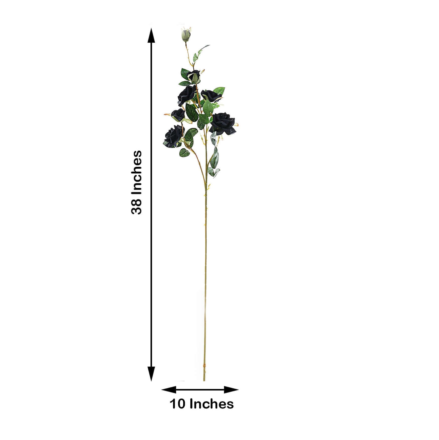 2 Stems 38 Tall Black Artificial Silk Rose Flower Bouquet Bushes