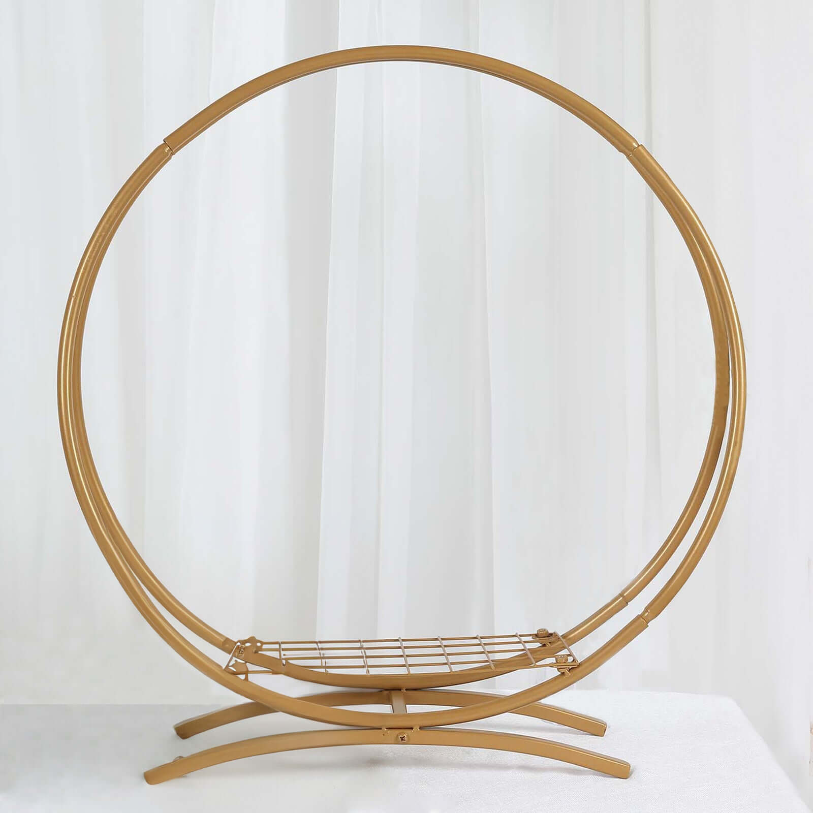 Double Frame Hoop Table Centerpiece Metal Gold - Wedding Cake Display & Flower Stand 24