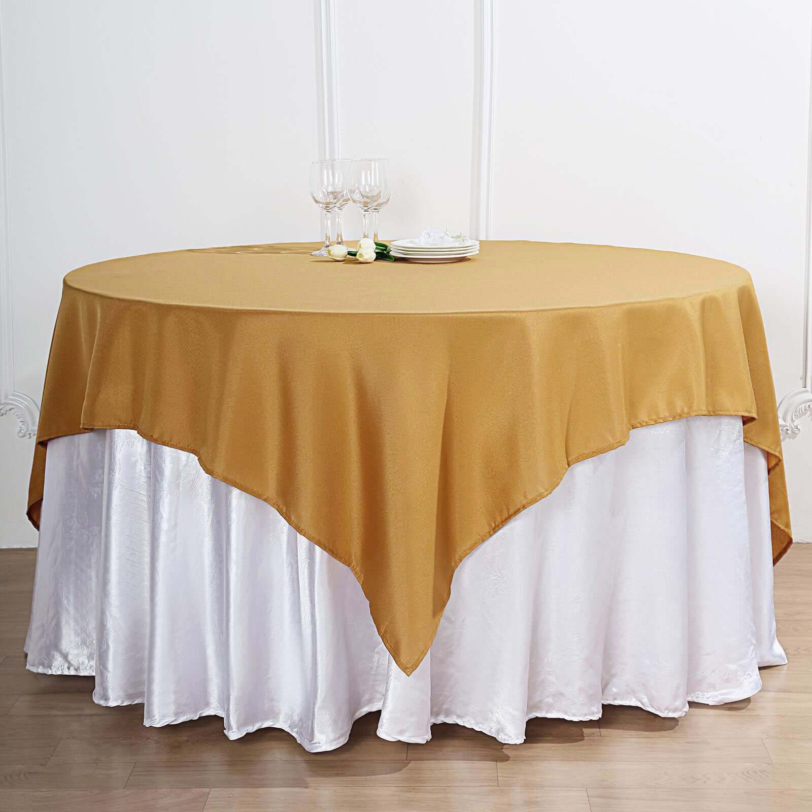 Polyester Square 70x70 Tablecloth Gold - Wrinkle-Resistant & Durable Table Cover