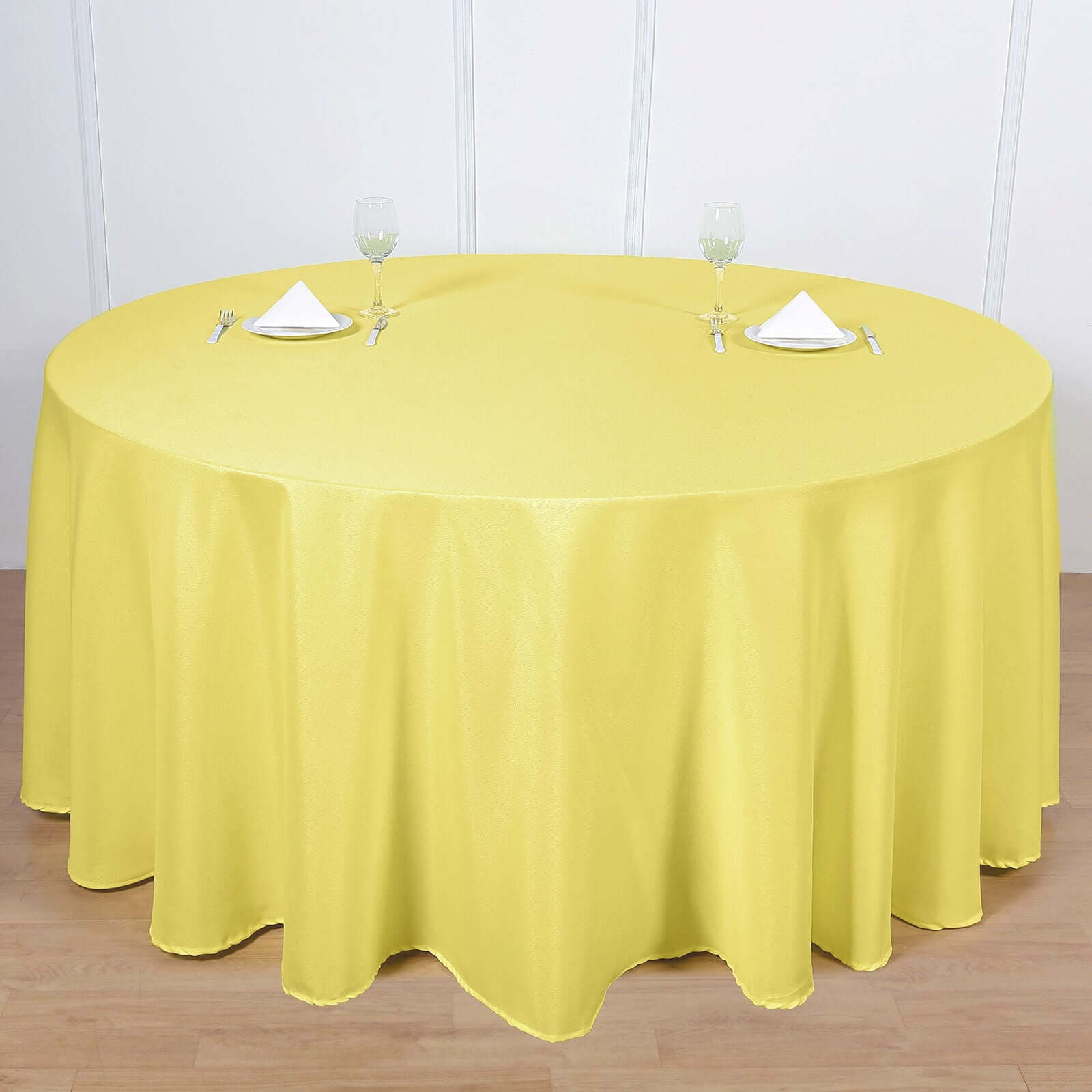 Polyester 120 Round Tablecloth Yellow - Seamless Wrinkle-Resistant Table Cover