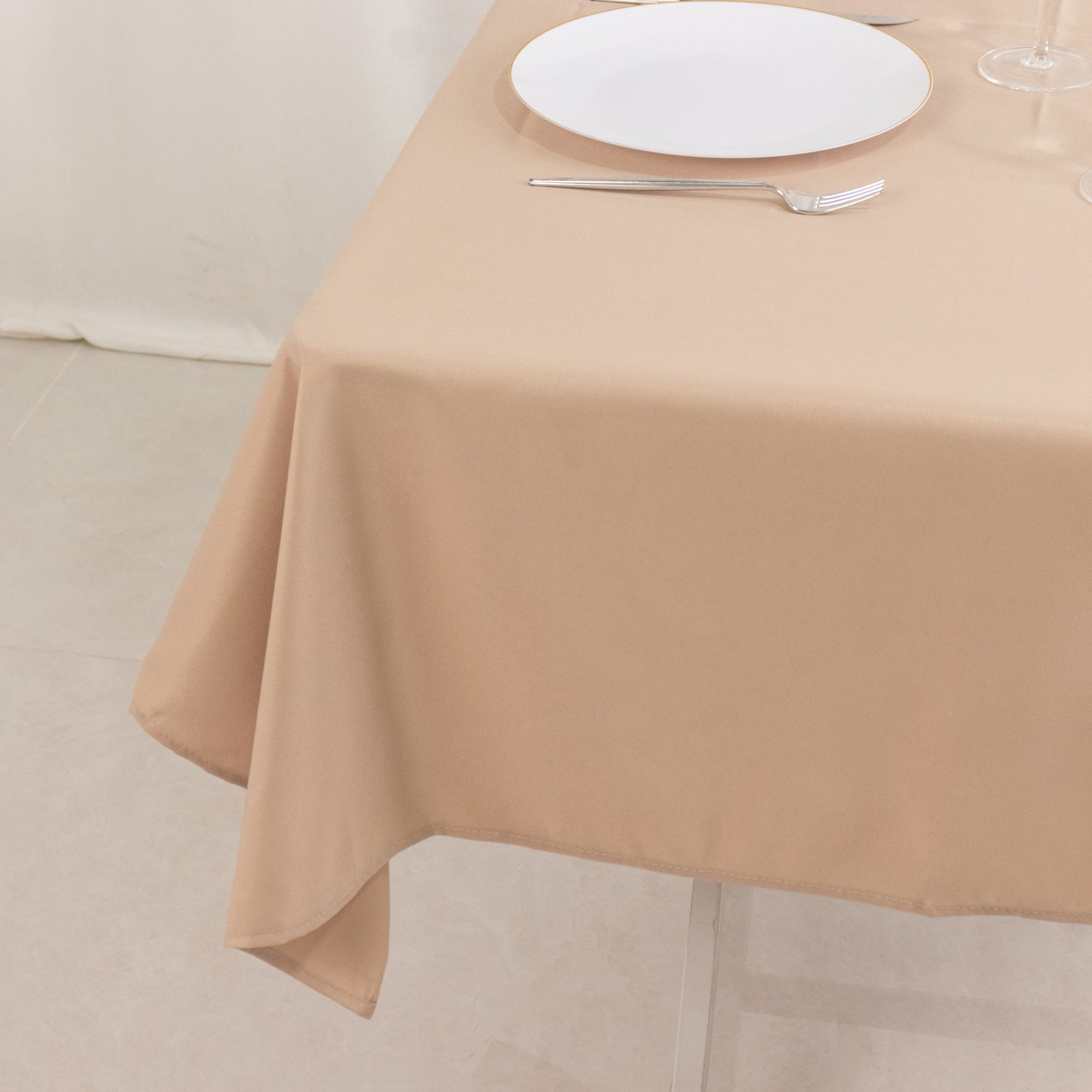 Premium Polyester 54x54 Table Overlay Square Tablecloth Nude - 220GSM Stain and Wrinkle-Resistant Table Topper