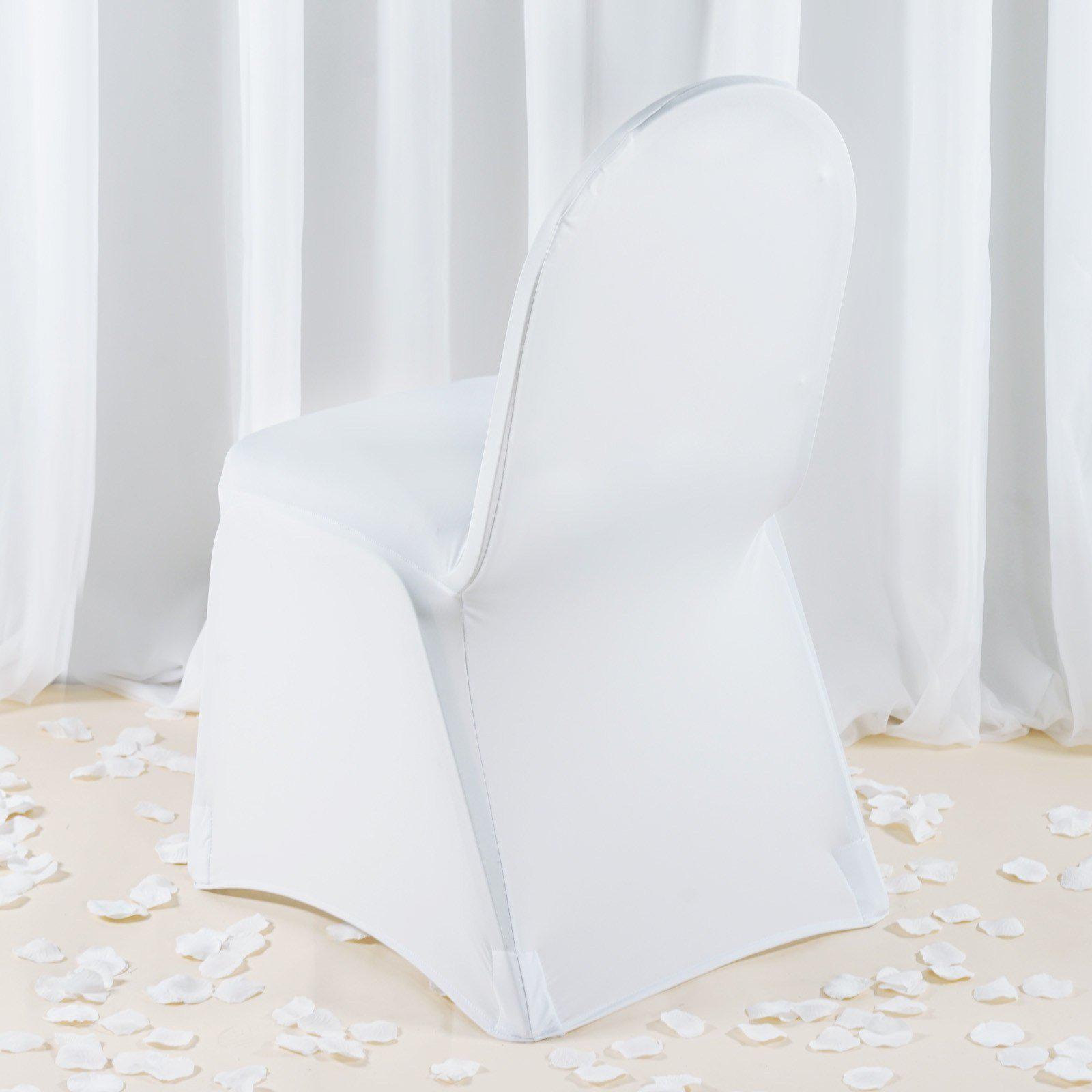 Premium Spandex Chair Cover with Foot Pockets for Banquet Chairs White - Stylish Stretch 220GSM Fitted Slipcover for Weddings