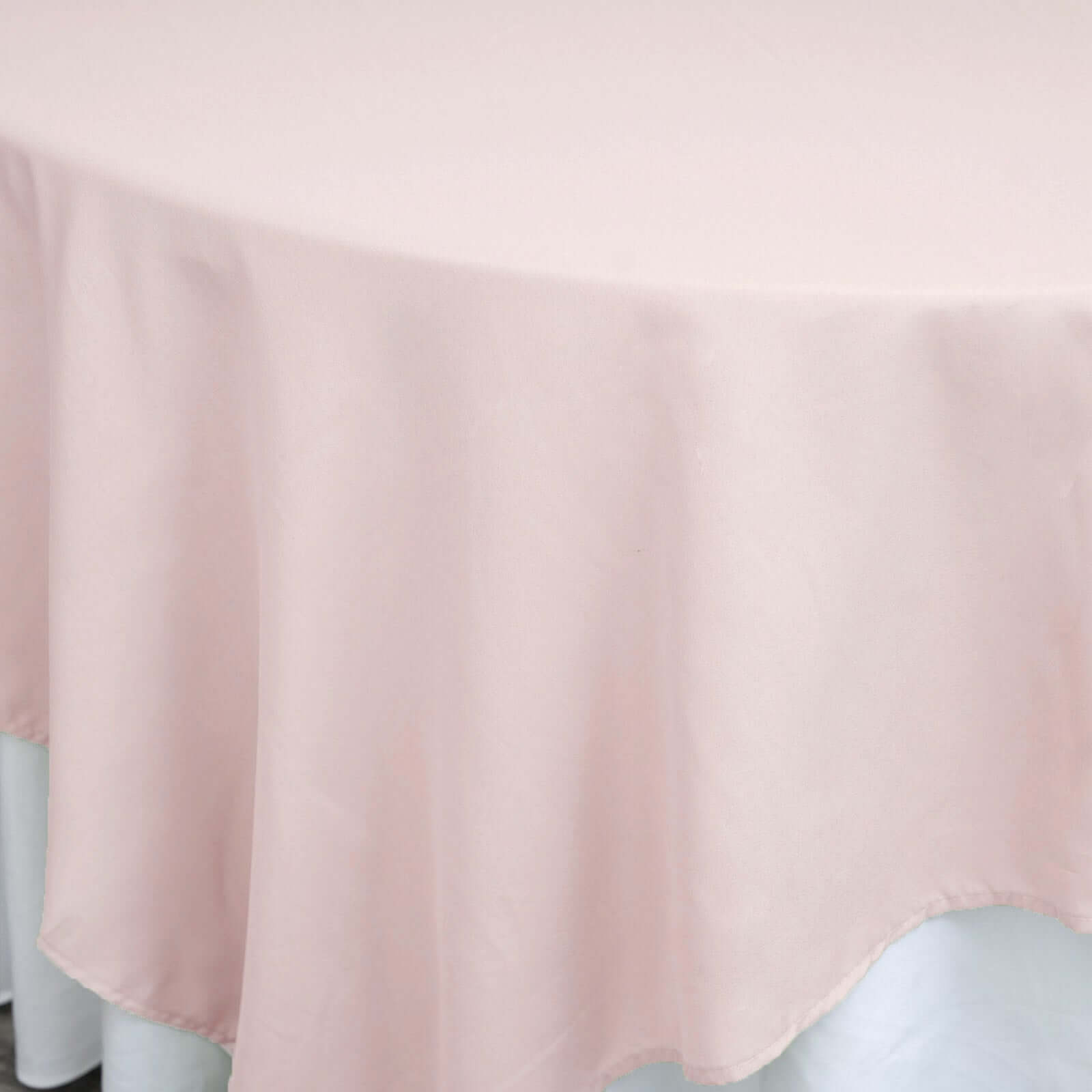 Polyester 90x90 Table Overlay Square Tablecloth Blush - Wrinkle-Resistant & Durable Table Cover