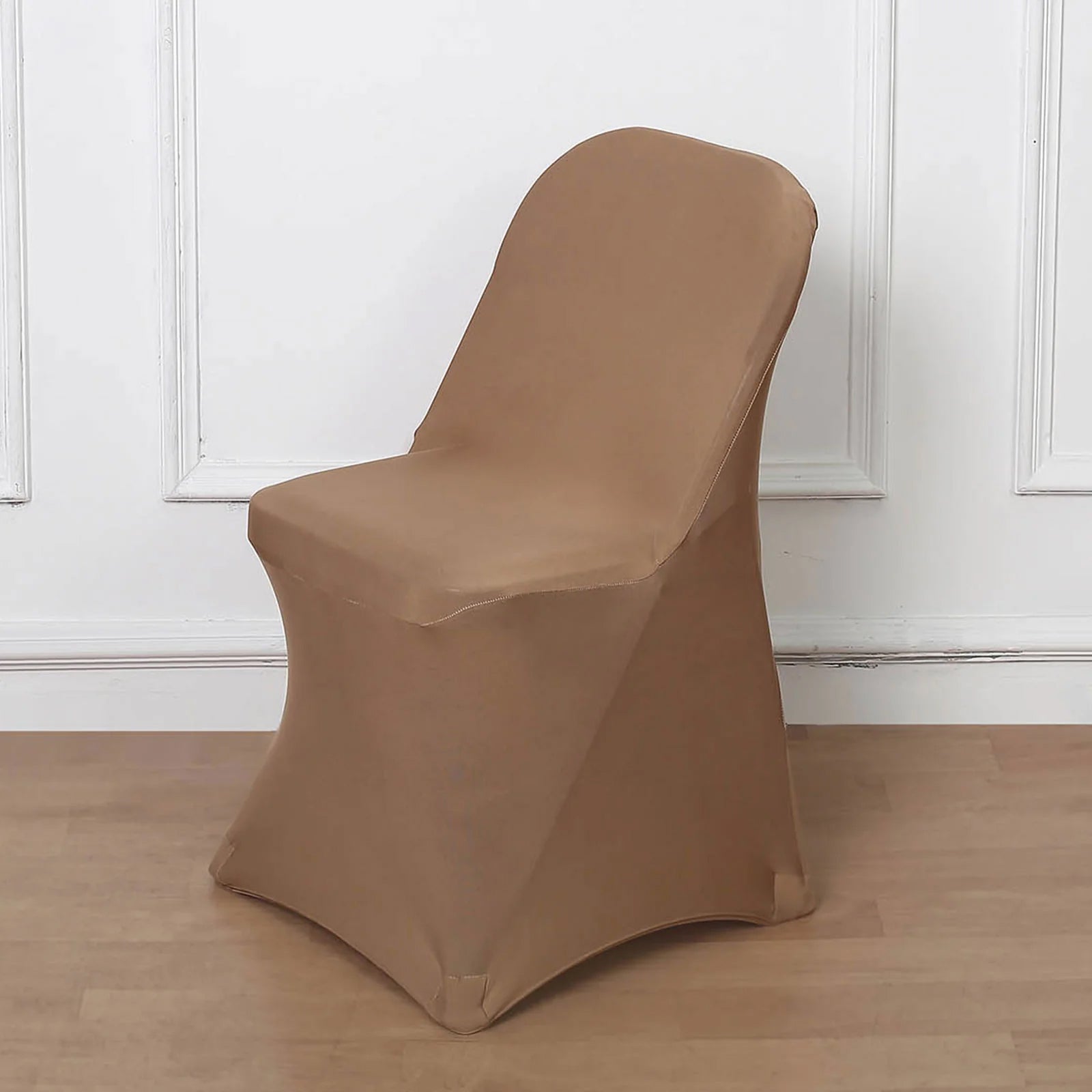 10 Pack Stretch Spandex Chair Covers Taupe for Folding Chairs - Durable 160GSM Fitted Slipcovers