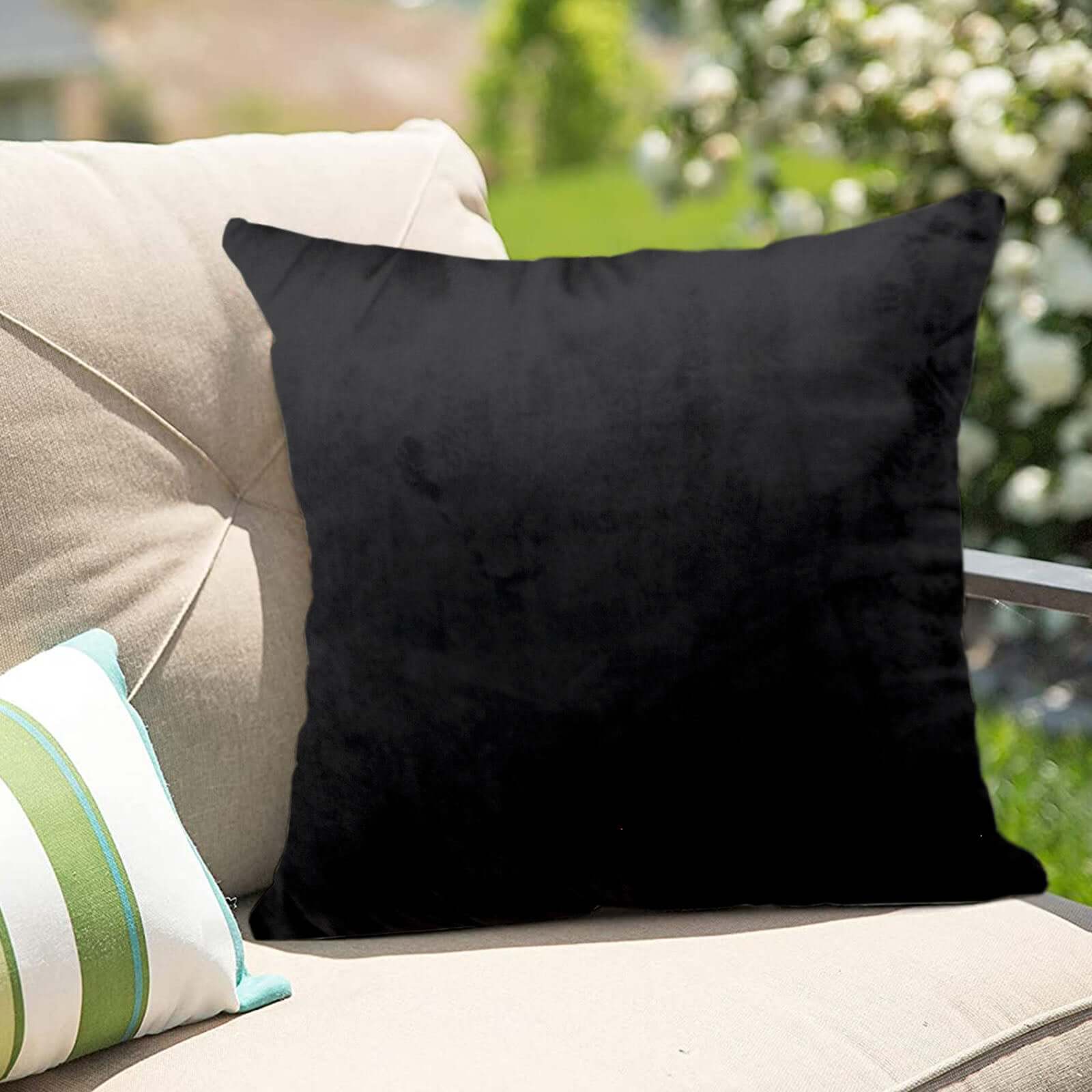 2 Pack 18 Black Soft Velvet Square Throw Pillow Cover