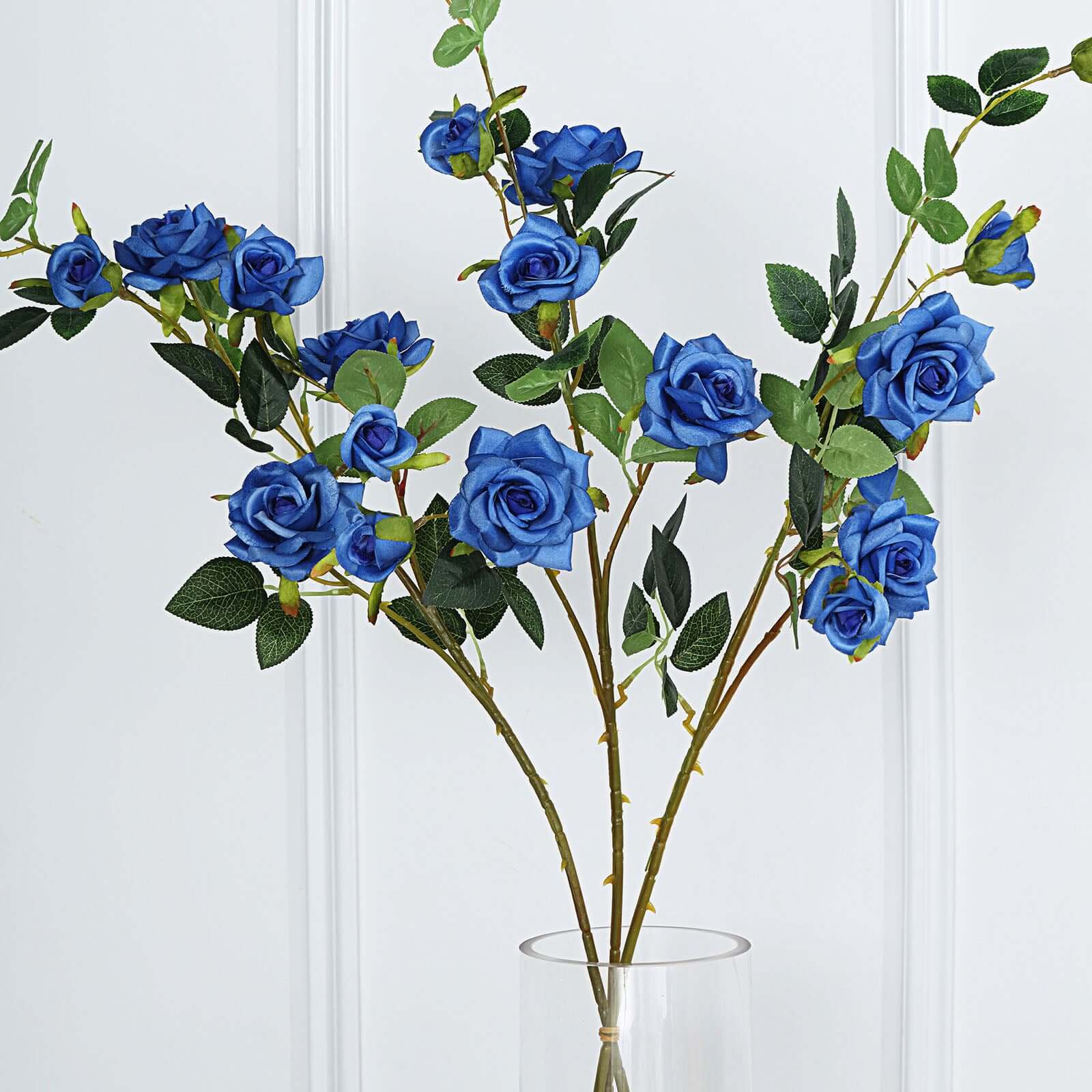 2 Stems 38 Tall Royal Blue Artificial Silk Rose Flower Bouquet Bush