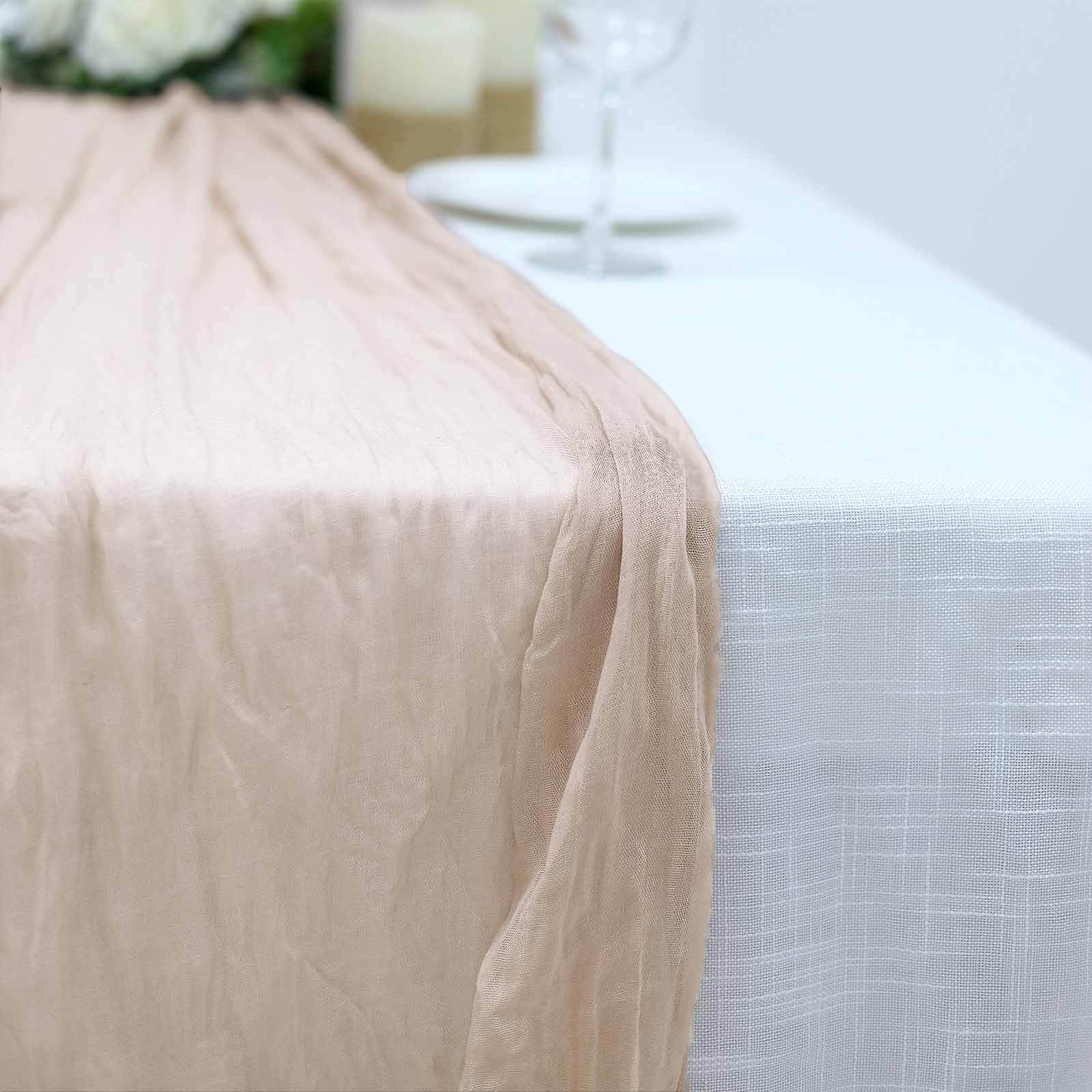 Gauze Cheesecloth 10ft Table Runner Nude - Rustic Boho Style