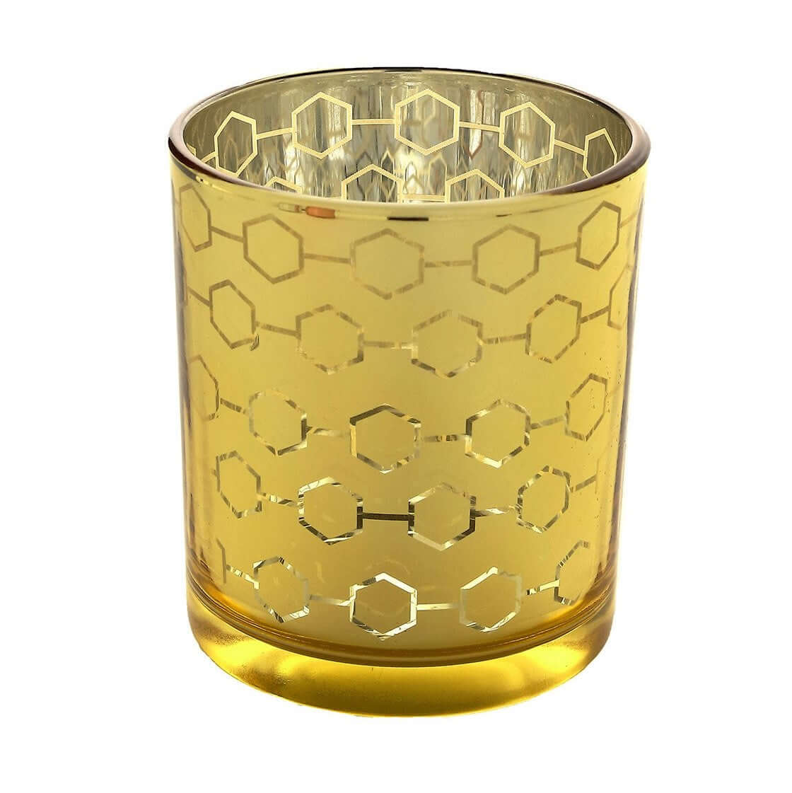 6-Pack Mercury Glass Candle Holders Gold with Honeycomb Design - Votive Candle Containers 3