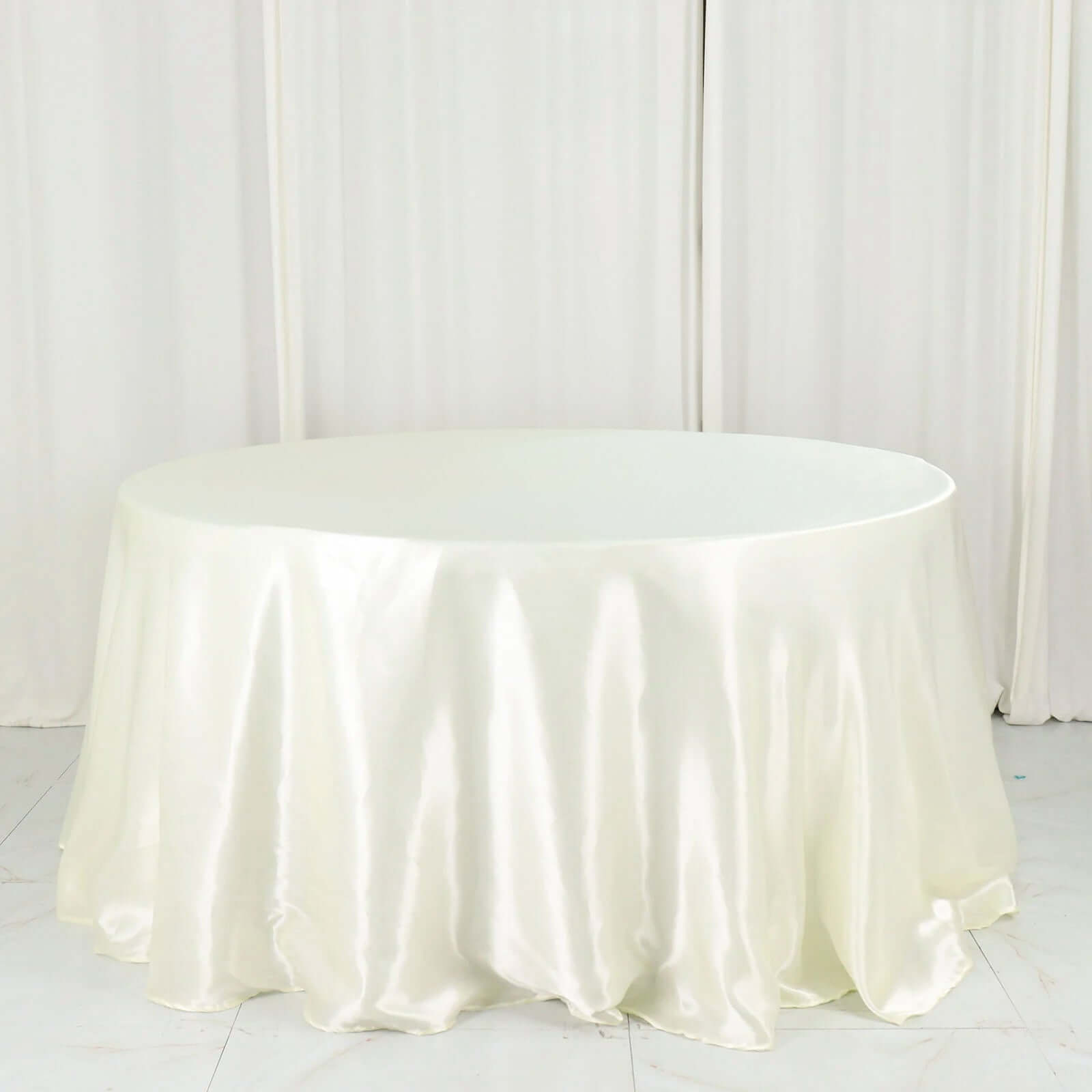 Satin 132 Round Tablecloth Ivory - Stylish Seamless Table Cover