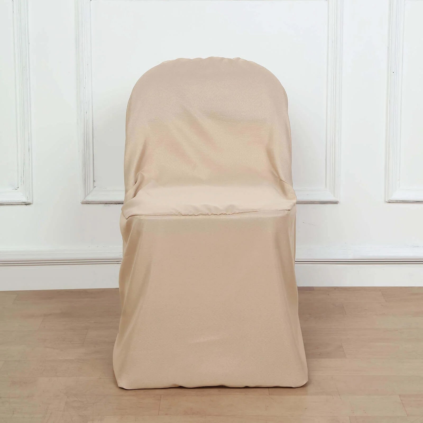 10 Pack Polyester Chair Covers for Folding Chairs Nude - Wrinkle-Free Stain-Resistant Slip-On Slipcovers