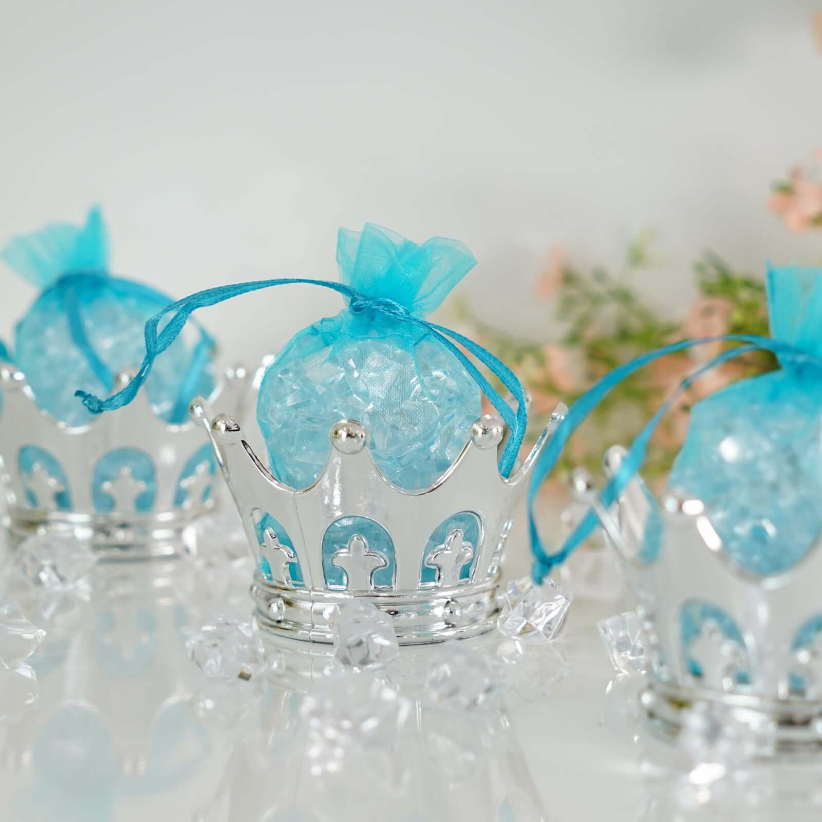 12-Pack Fillable Mini Crown Candy Container Silver - Regal Baby Shower Candy Treat Favor Containers 3