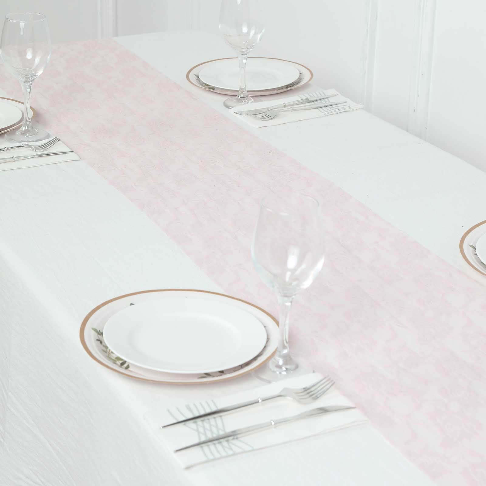 Lace 12x108 Table Runner Blush - Vintage Rose Pattern Table Decor