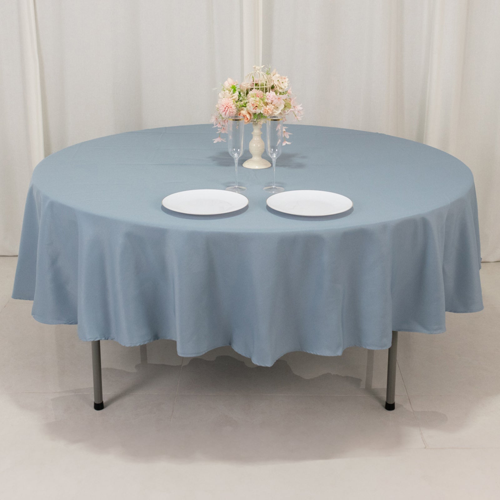 Premium Polyester 90 Round Tablecloth Dusty Blue - Stain and Wrinkle-Resistant Design with 220GSM Thickness Table Cover