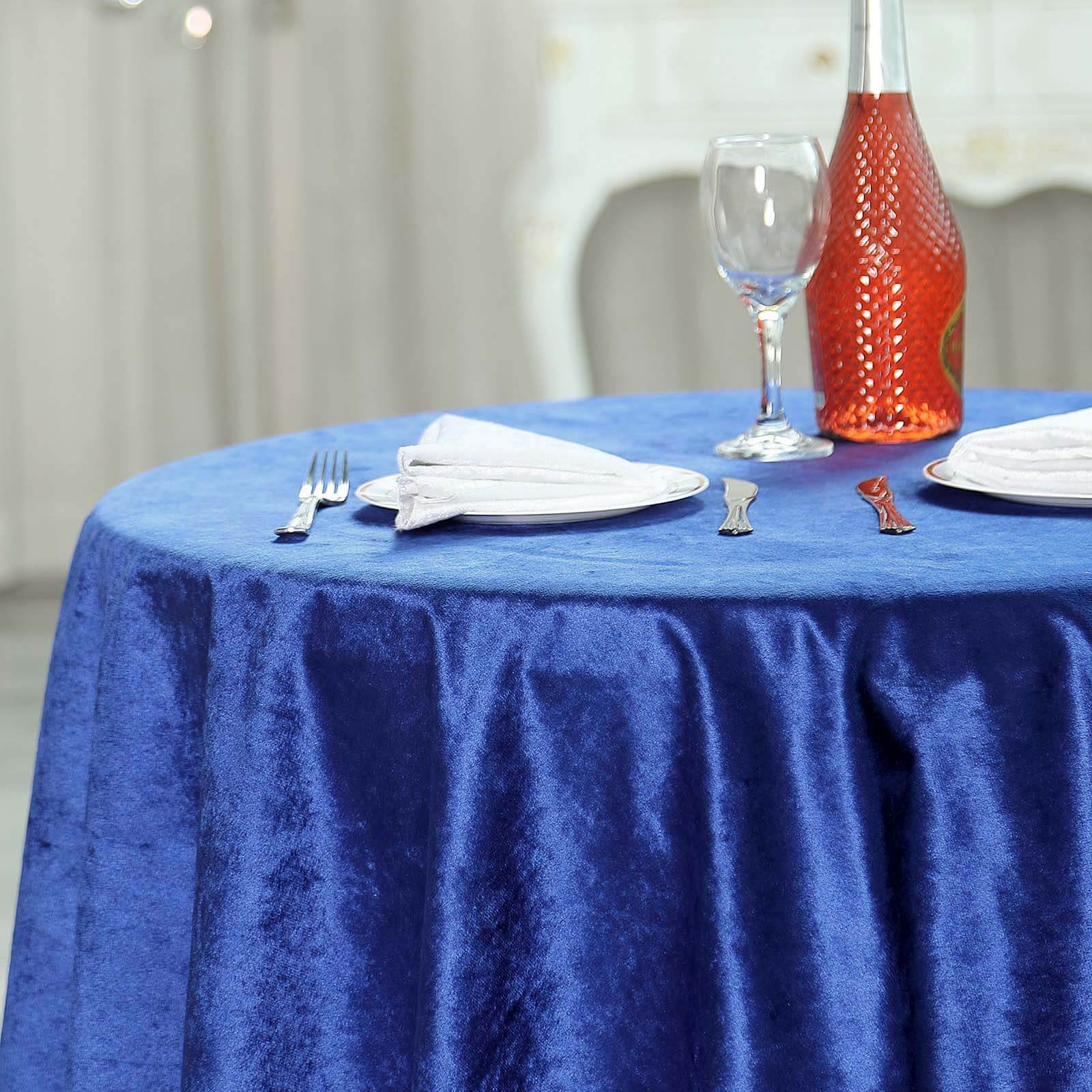 72x72 Royal Blue Premium Soft Velvet Table Overlay, Square Tablecloth Topper