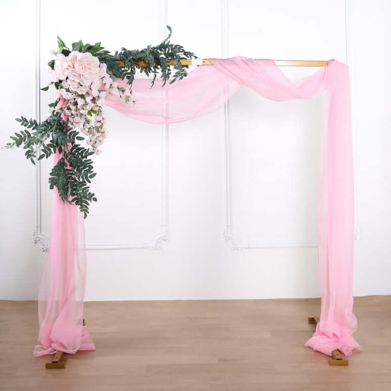 18ft Pink Sheer Organza Wedding Arch Drapery Fabric, Window Scarf Valance