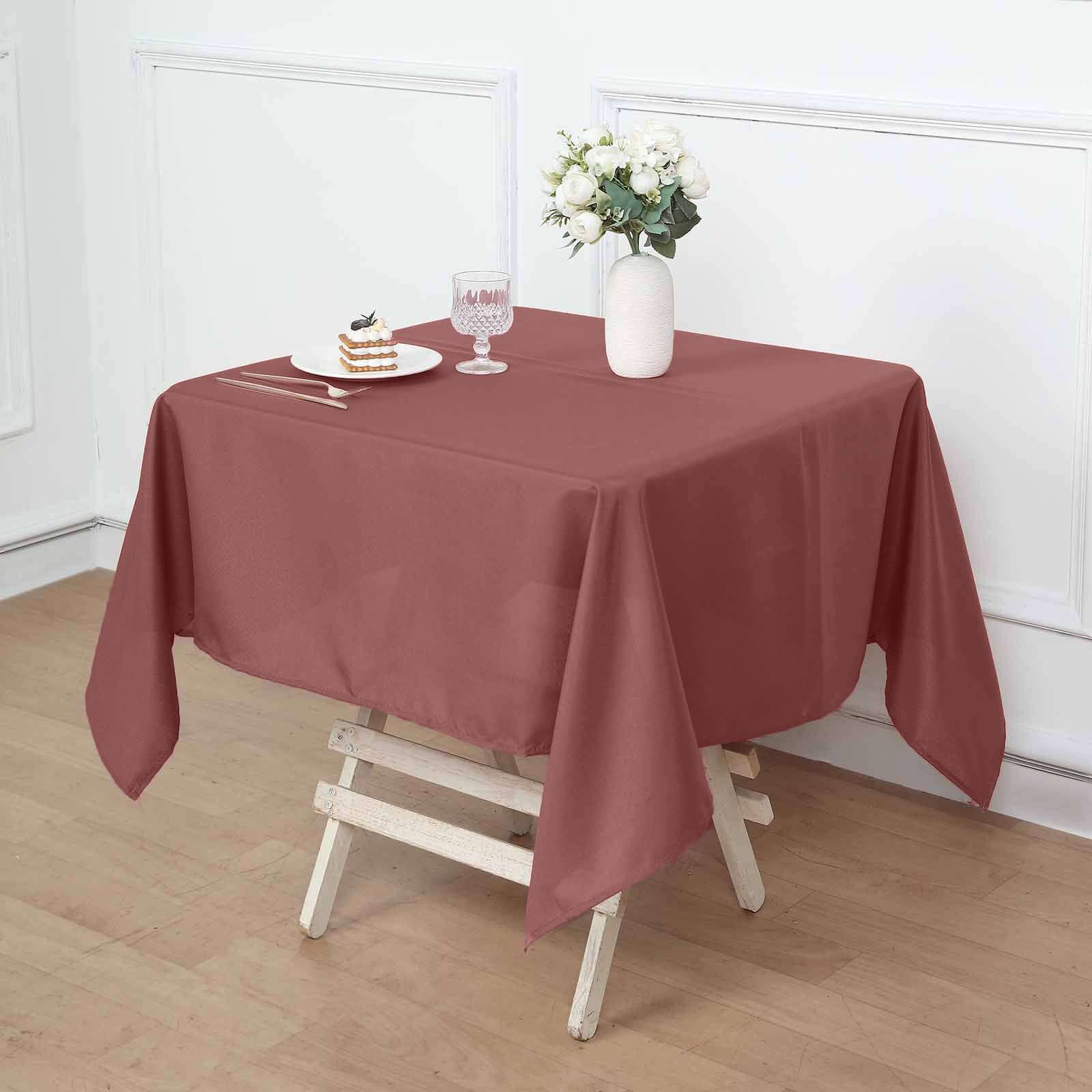 Polyester Square 54x54 Tablecloth Cinnamon Rose - Wrinkle-Resistant & Durable Table Cover