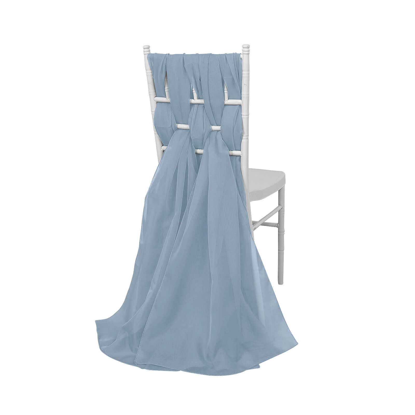 5 Pack Premium Chiffon Chair Sashes Dusty Blue - Soft & Lightweight Designer Chair Bows 22x78