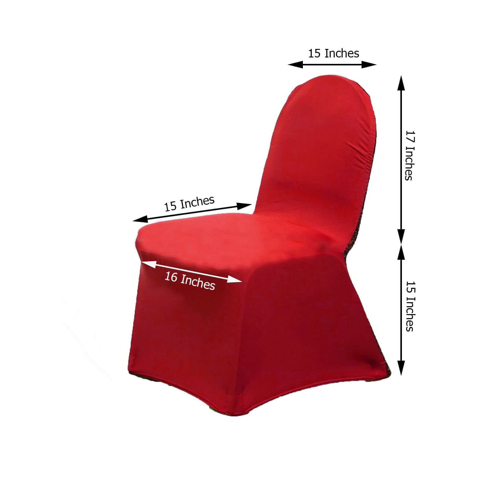 Spandex Chair Cover with Metallic Shimmer Tinsel Back for Banquet Chairs Red - Fitted Slipcover